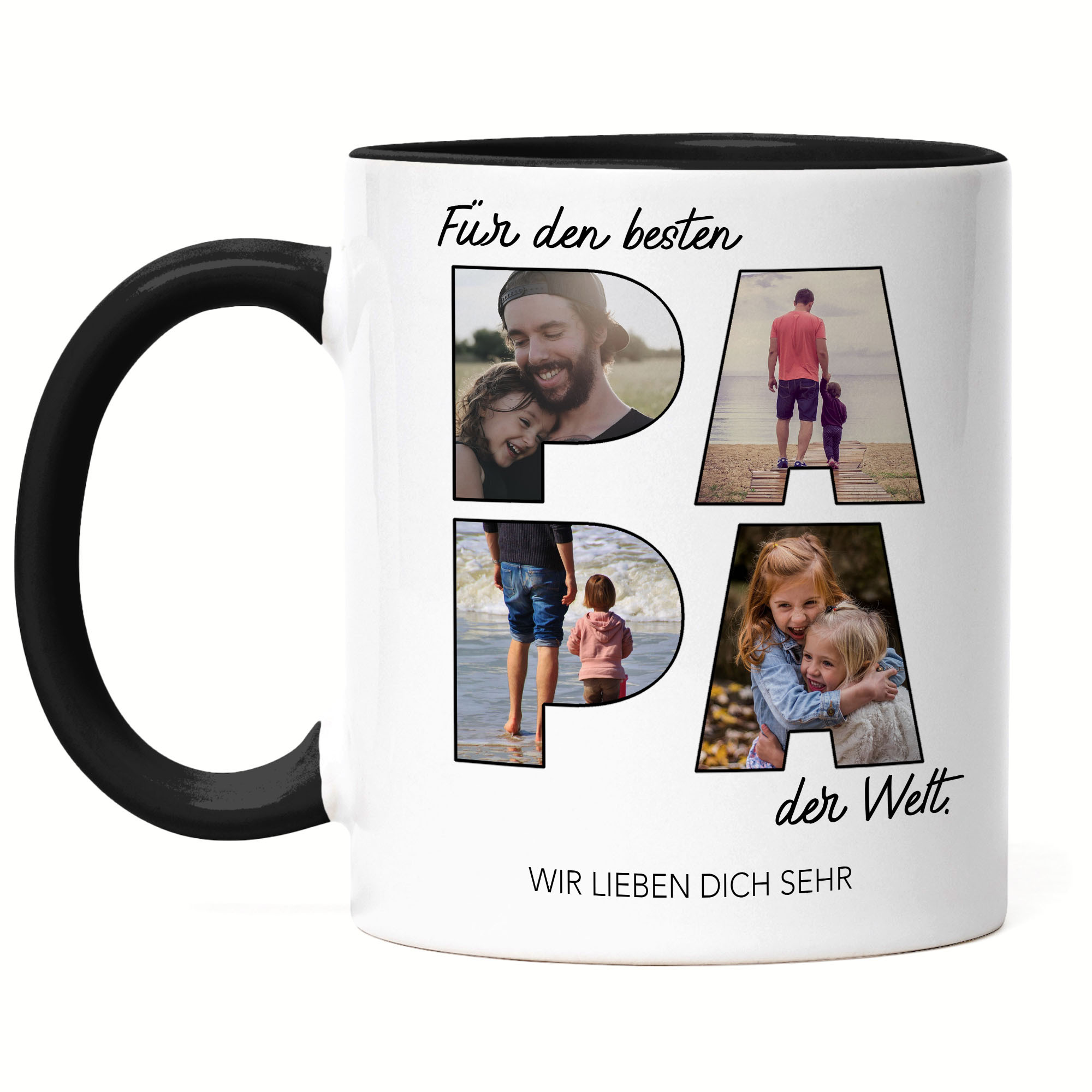 E-shop Papa Tasse Personalisiert mit Foto Papa Geschenk Geburtstag, Vatertagsgeschenk Fototasse mit eigenem Bild, Vatertagstasse Bester Papa - Tasse