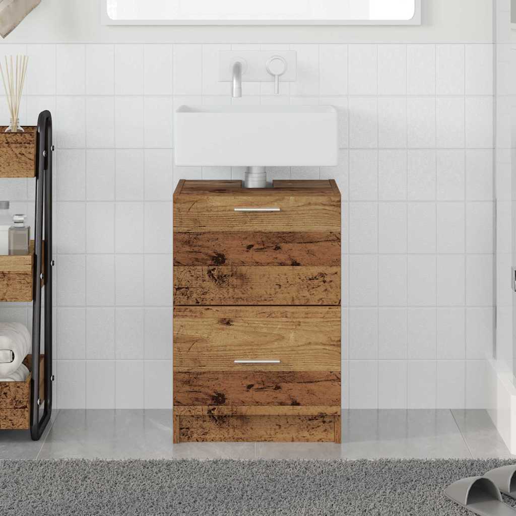 Image of Vidaxl Washbasin Cabinet 40x37x59 Cm Bathroom Storage Unit Contemporary Design Freestanding 2 Drawers Wood Compact Furniture Mdf Drawer Modern Stylish