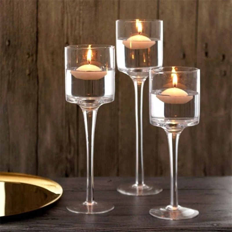 TEMU Set Of 3pcs Clear Glass Candle Holder Tealight Holders Stand Candlestick Table Centerpiece Party Decor For Wedding, Christmas, Valentine's Day,