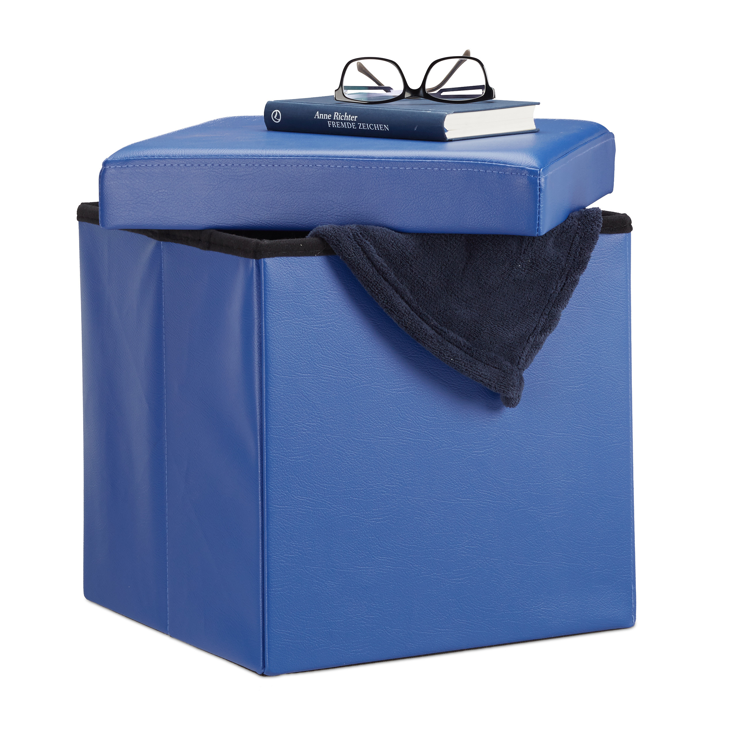 Image of Foldable Stool In Blue - (w)38 X (h)38 Cm