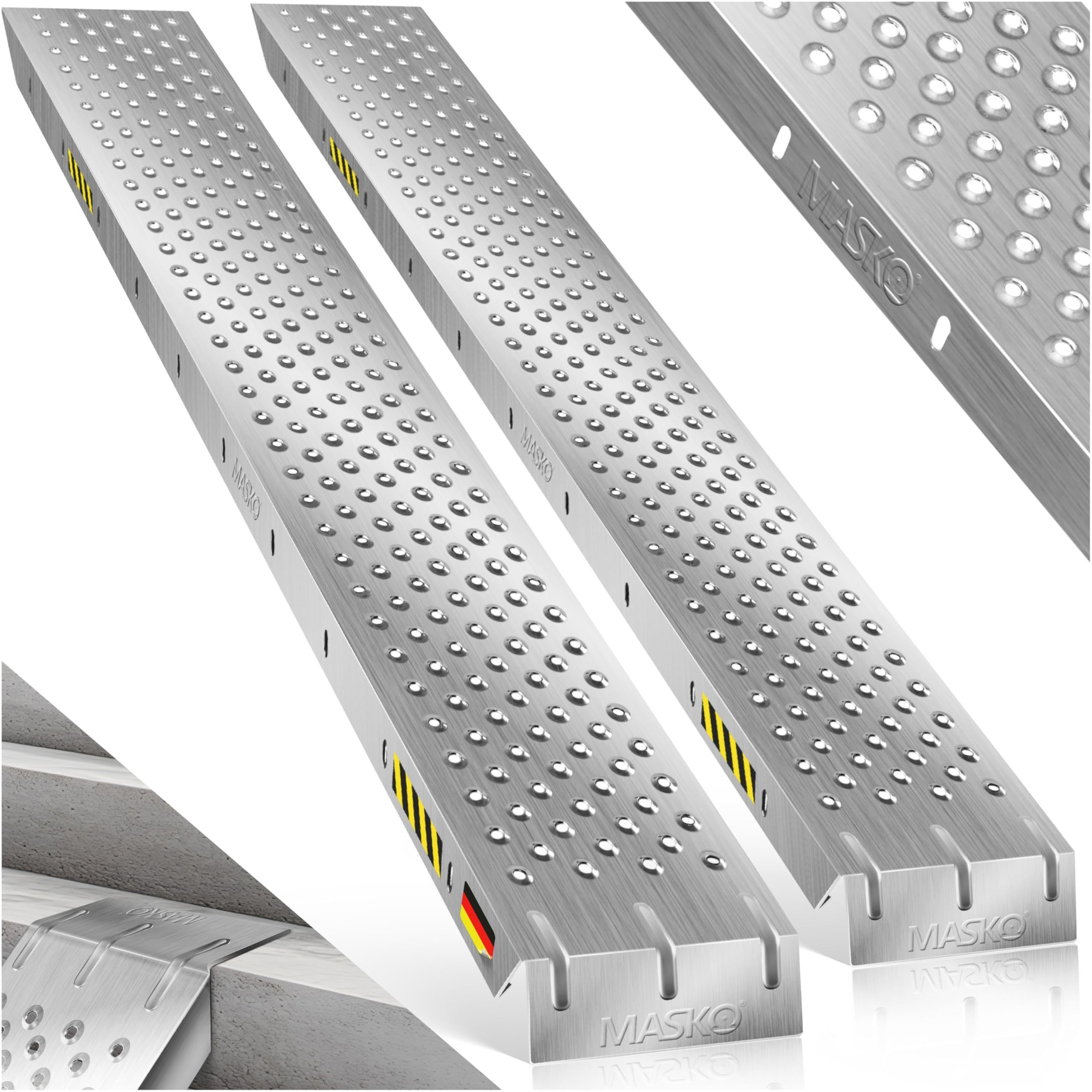 Image of Masko Ramp Loading Ramp Made Of Galvanized Steel, Non-slip Loading Ramp For Motorcycle, Atv, , Car, Lawn Mower, Trailer, Load Capacity Up To 400 Kg