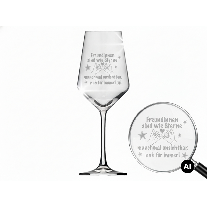 Image of Wine Glass With Engraving ' Are Like Stars' 350ml - Gift For Girlfriends From