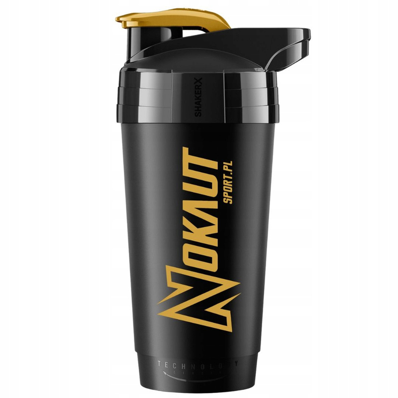 Nokaut Premium 700 ml Smartshake Boca Mješalica - Fitness & Teretana Dodatak - Nepropusna, Bez BPA, Integrirana Mjerna Skala, Izdržljiv Zlatni Otisak