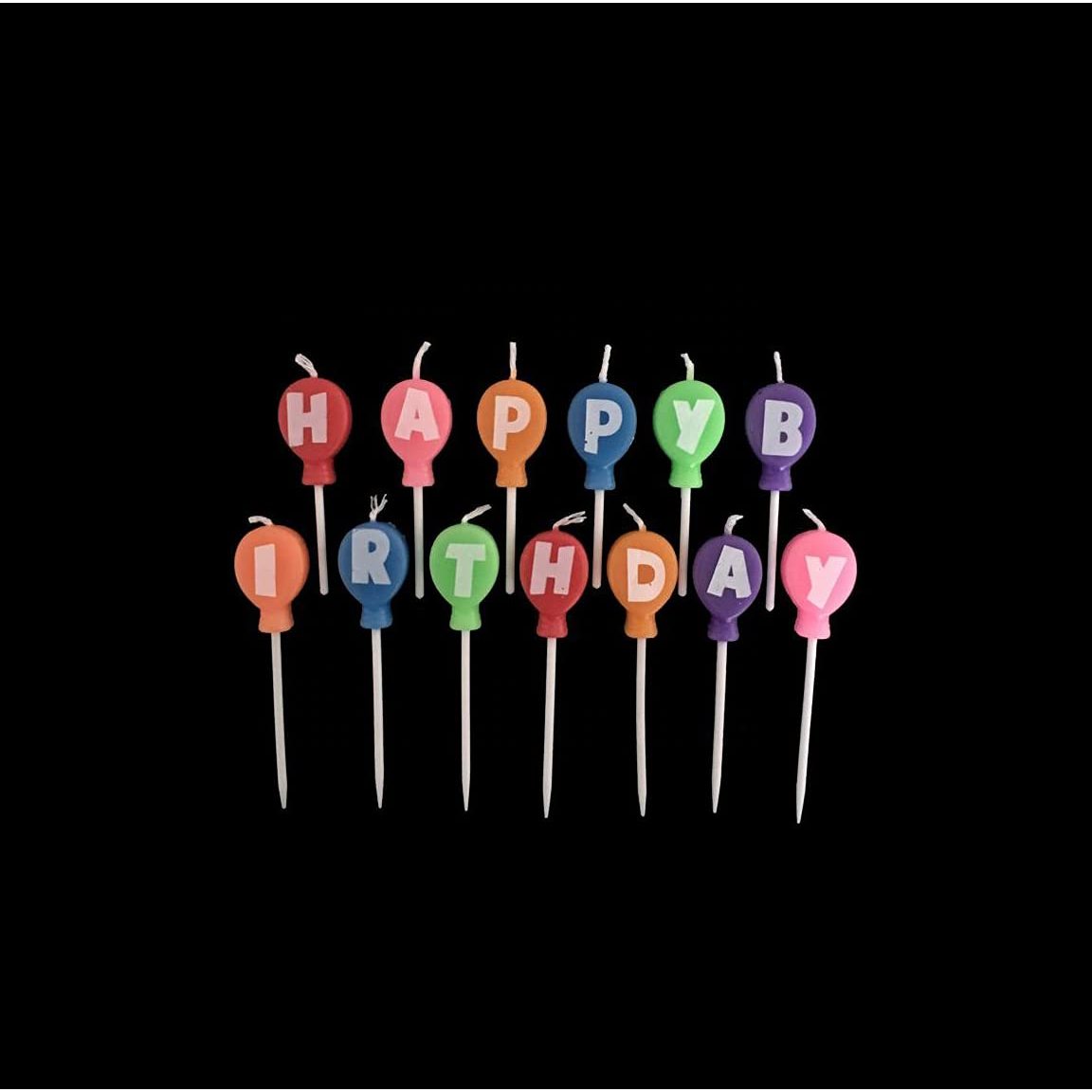 TEMU 13pcs Happy Birthday Multicolor Balloon Shape Letters Candles For Boys Girls Birthday Toppers Decorations