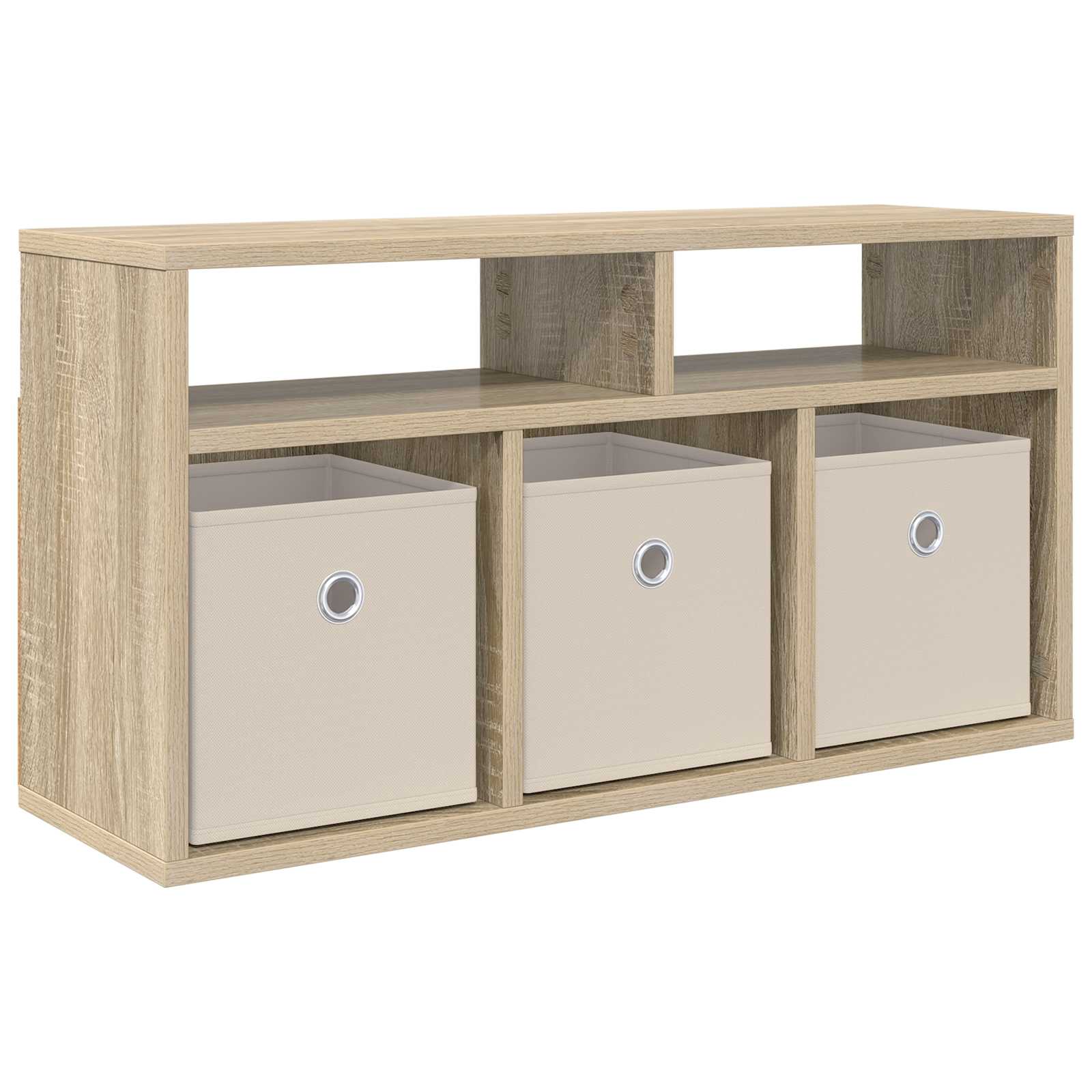 Image of Vidaxl Lowboard With Drawers, Oak, 72 X 22.5 X 38 Cm, Living Room Storage, Modern Lowboard, Storage Space, Practical Design, Elegant Style, Contemporary Furniture