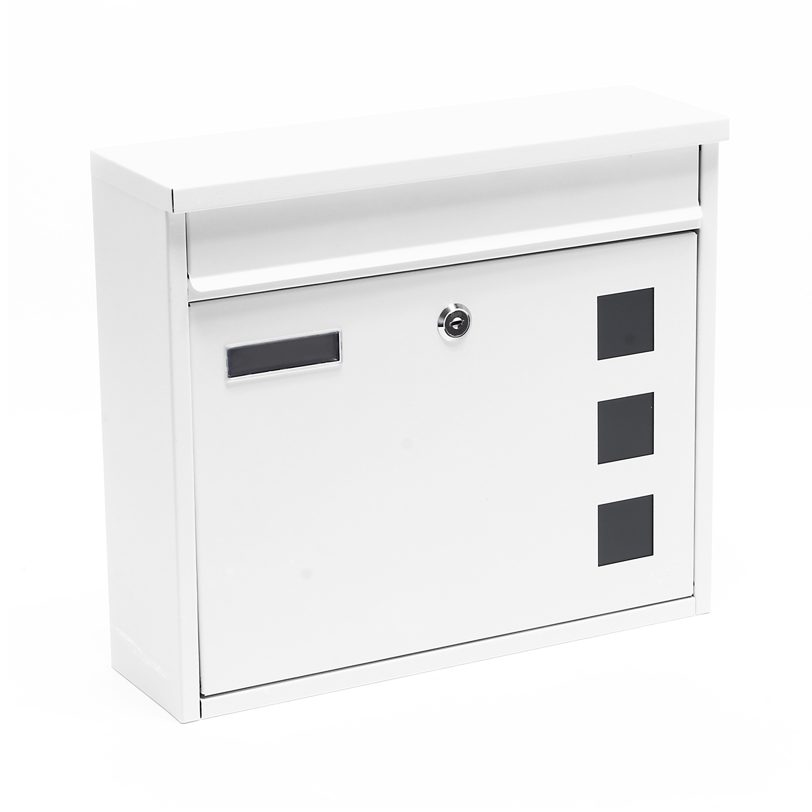 TEMU Wiltec Mailbox V12 White 360 X 115 X 320 Mm, Wall Mailbox With Lock, Sight Windows And Nameplate, Mailbox Made Of Galvanized Steel