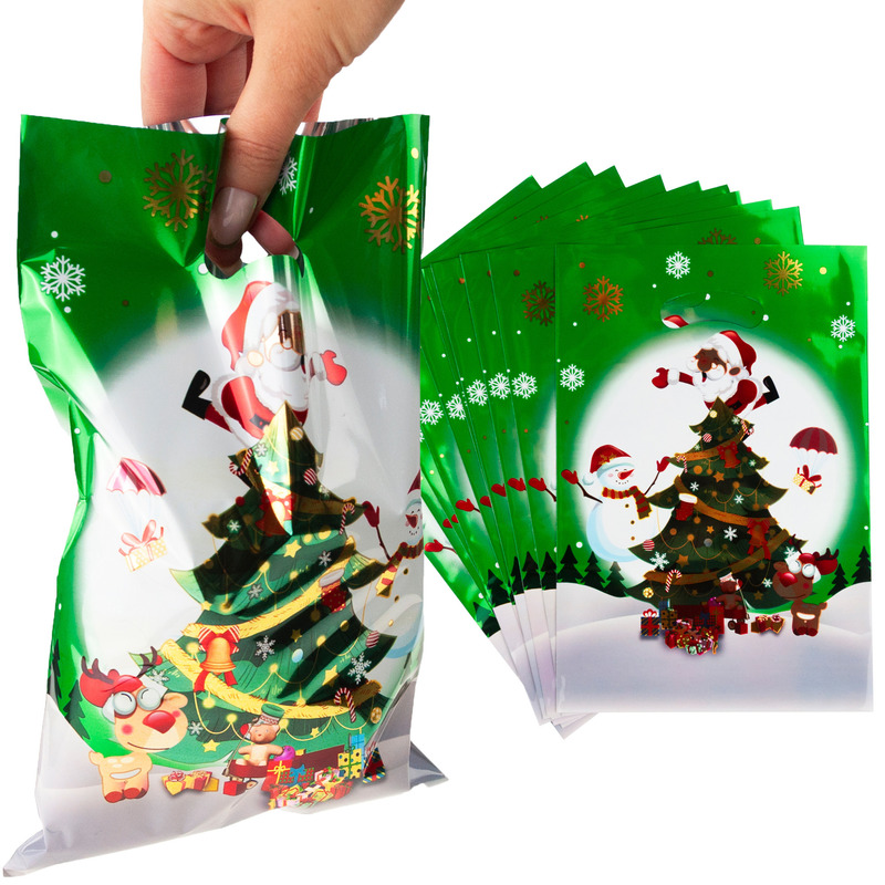 Image of Gift Presentation Bags Foil Gift Bags 10pcs Santa Claus