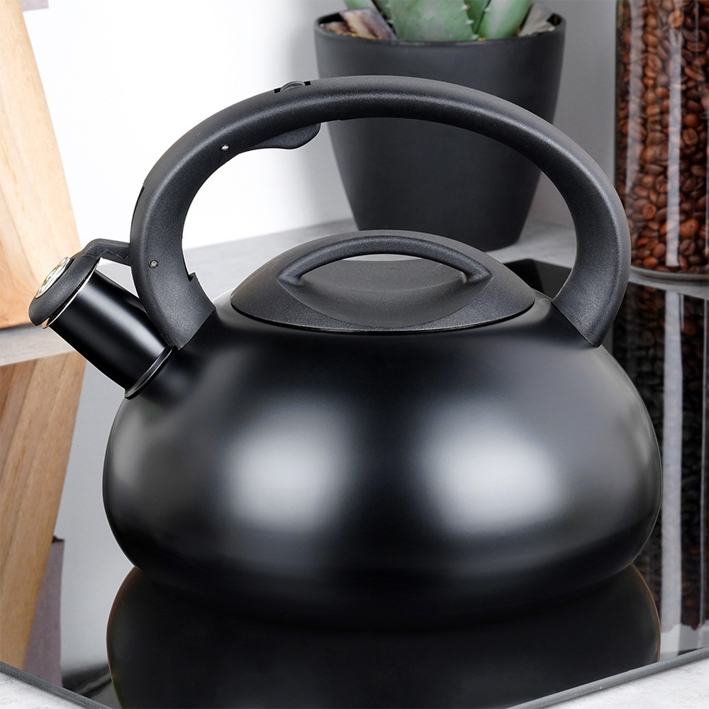 Image of Black Steel Whistling Kettle, 3l