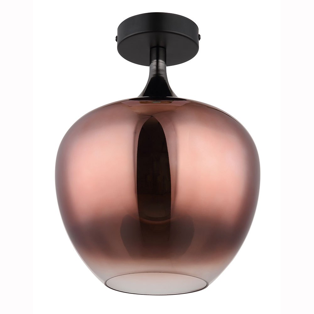 Image of Ceiling Lamp Ceiling Light Living Room Light E27 Glass Shade Copper Black-matte