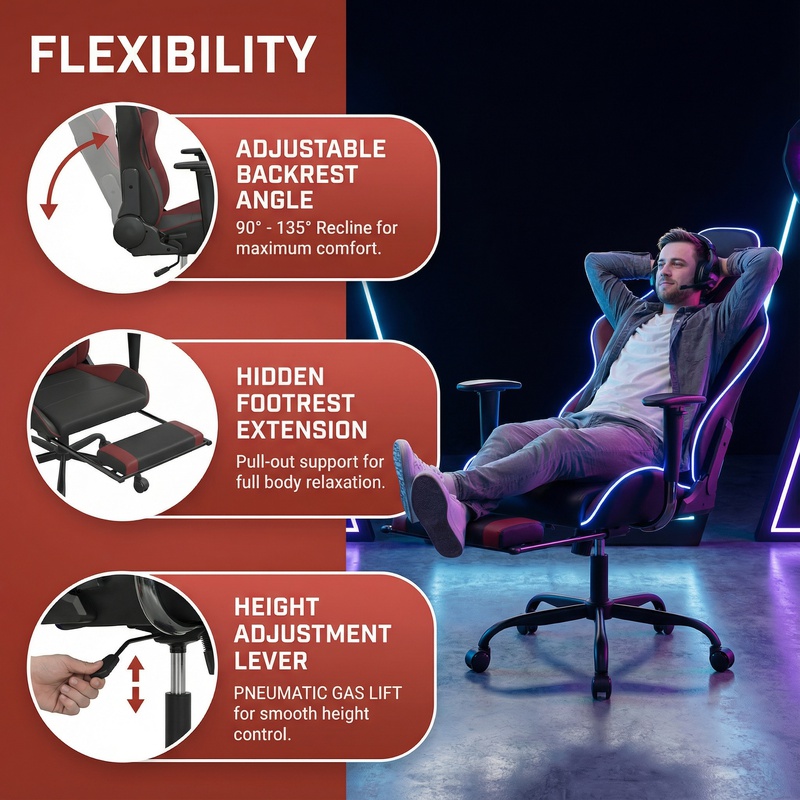 Massage gamestoel met voetensteun