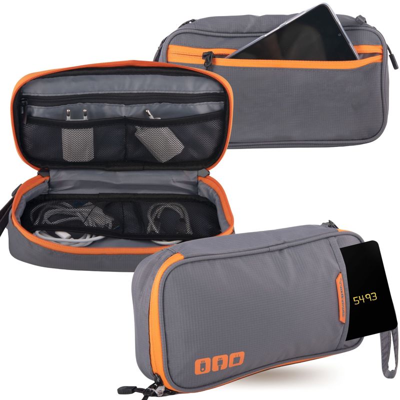 Image of Travel Organizer For Cables, , Memory Cards, Waterproof, Foldable, 24x12x5 Cm, Durable 900d Polyester, And Access, Ideal For Travel And Office, Order.