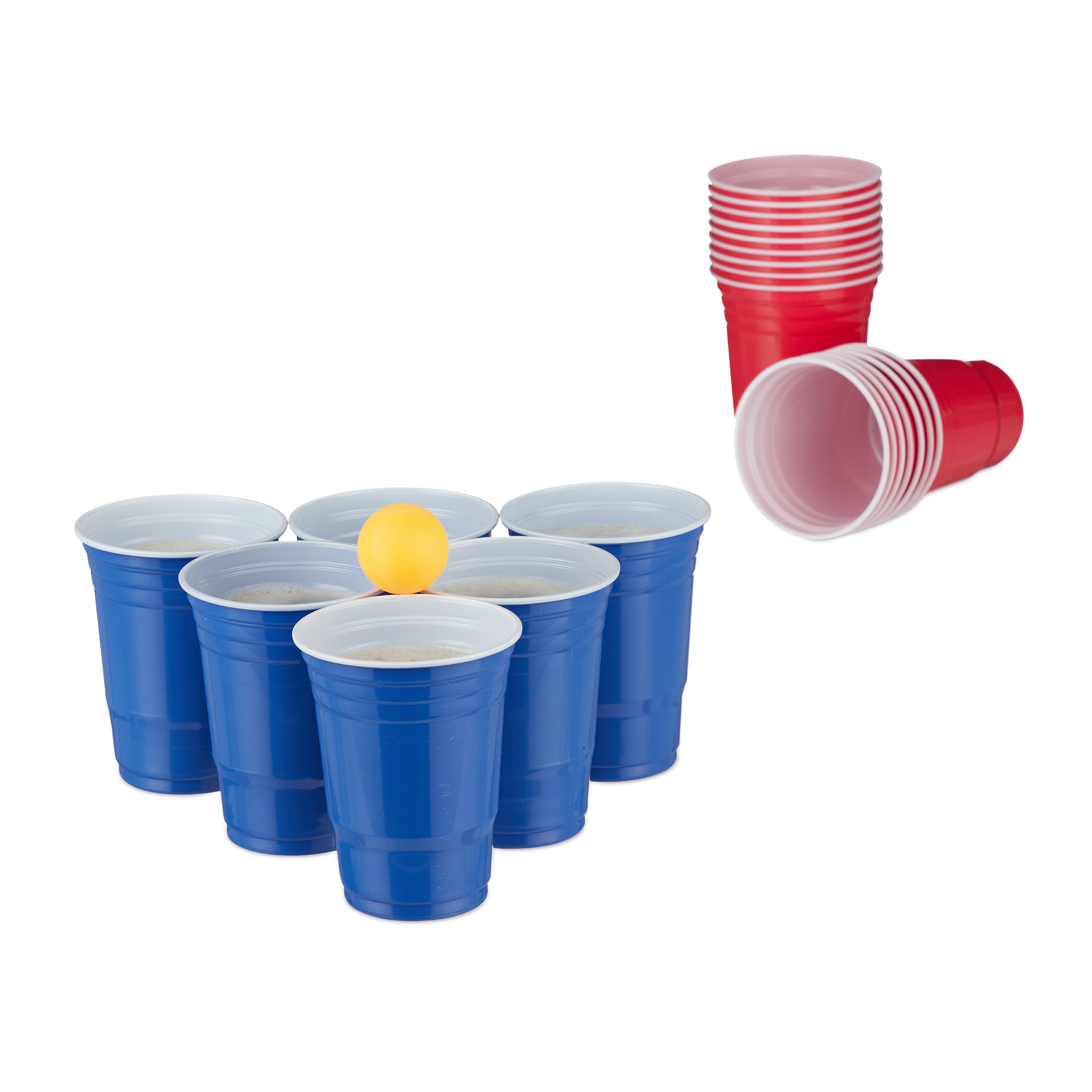 E-shop 56 tlg. Bierpong Becher Set in Rot/Blau