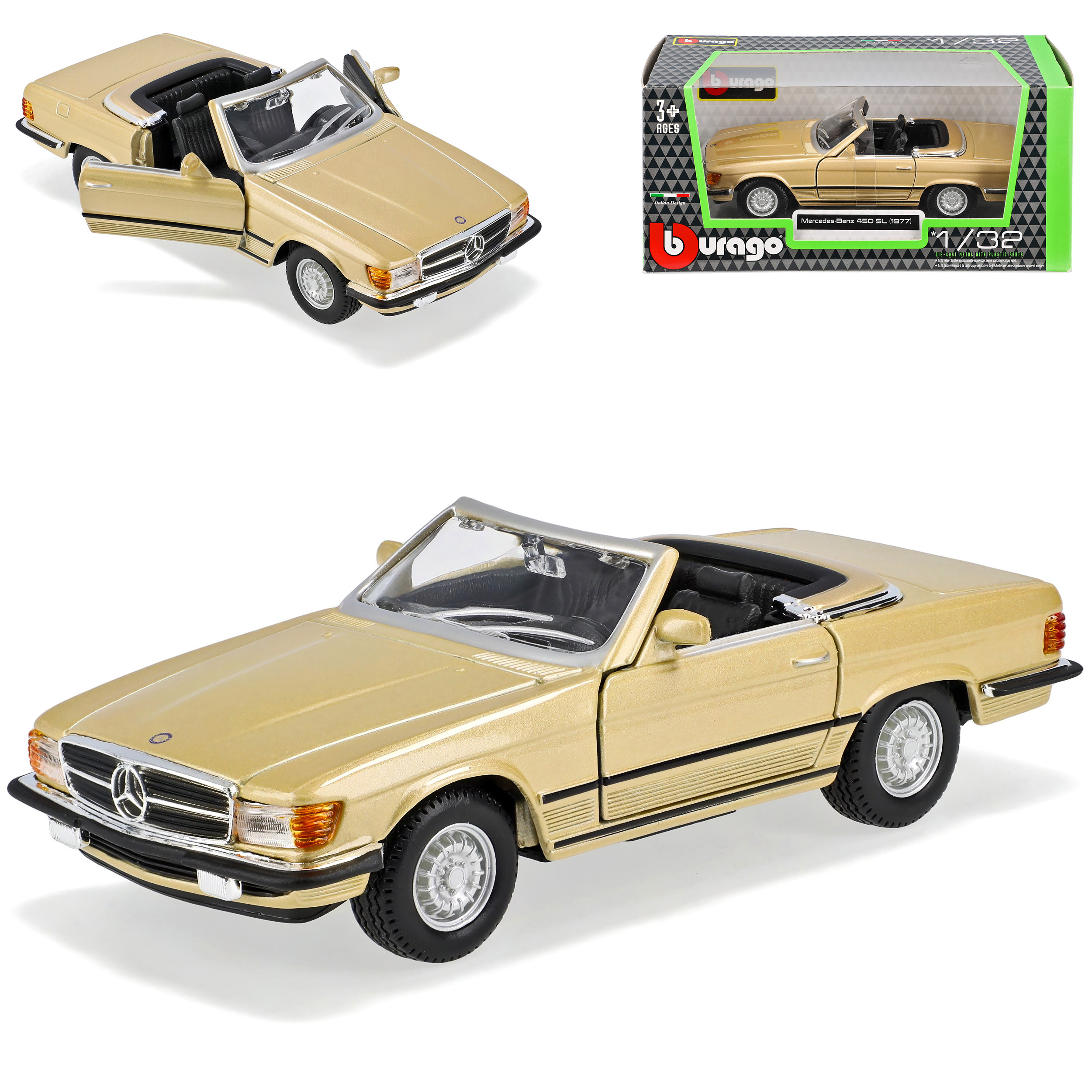 Image of Mercedes-benz 450sl Convertible Gold Metallic 1971-1989 1/32 Bburago Model Car