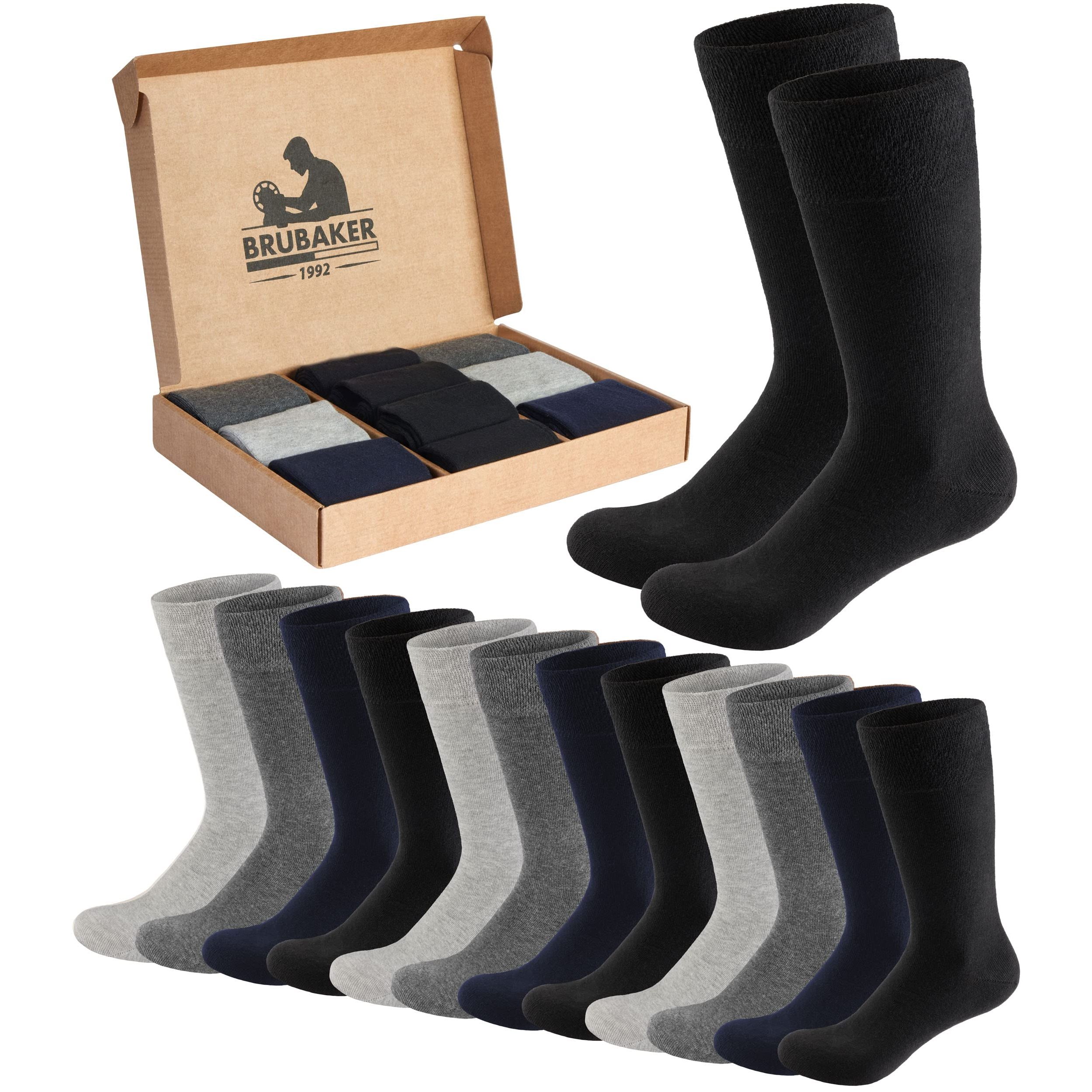 Image of Brubaker 10 Pairs Men's Cotton Socks - Business Men's Socks - Large Dress Sock Set