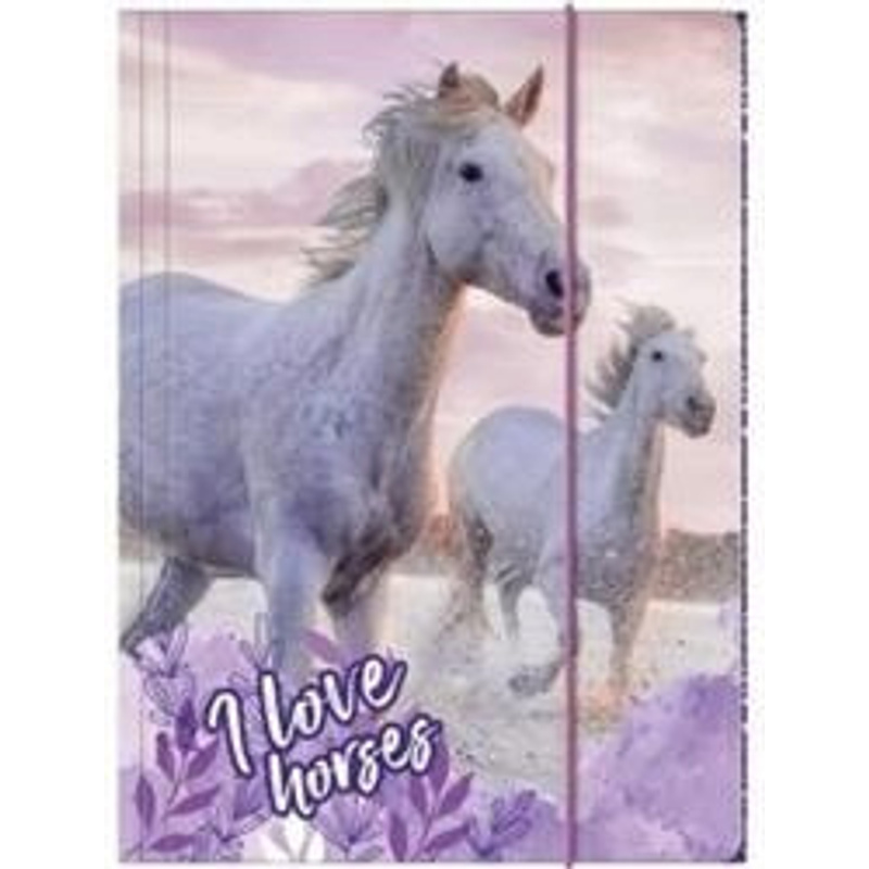 Vibrant A4 Document Folder With Secure Elastic Band & Horse Art | Ideal For School Projects, Art Supplies & | Dual-sided Design With Internal Security Flaps
