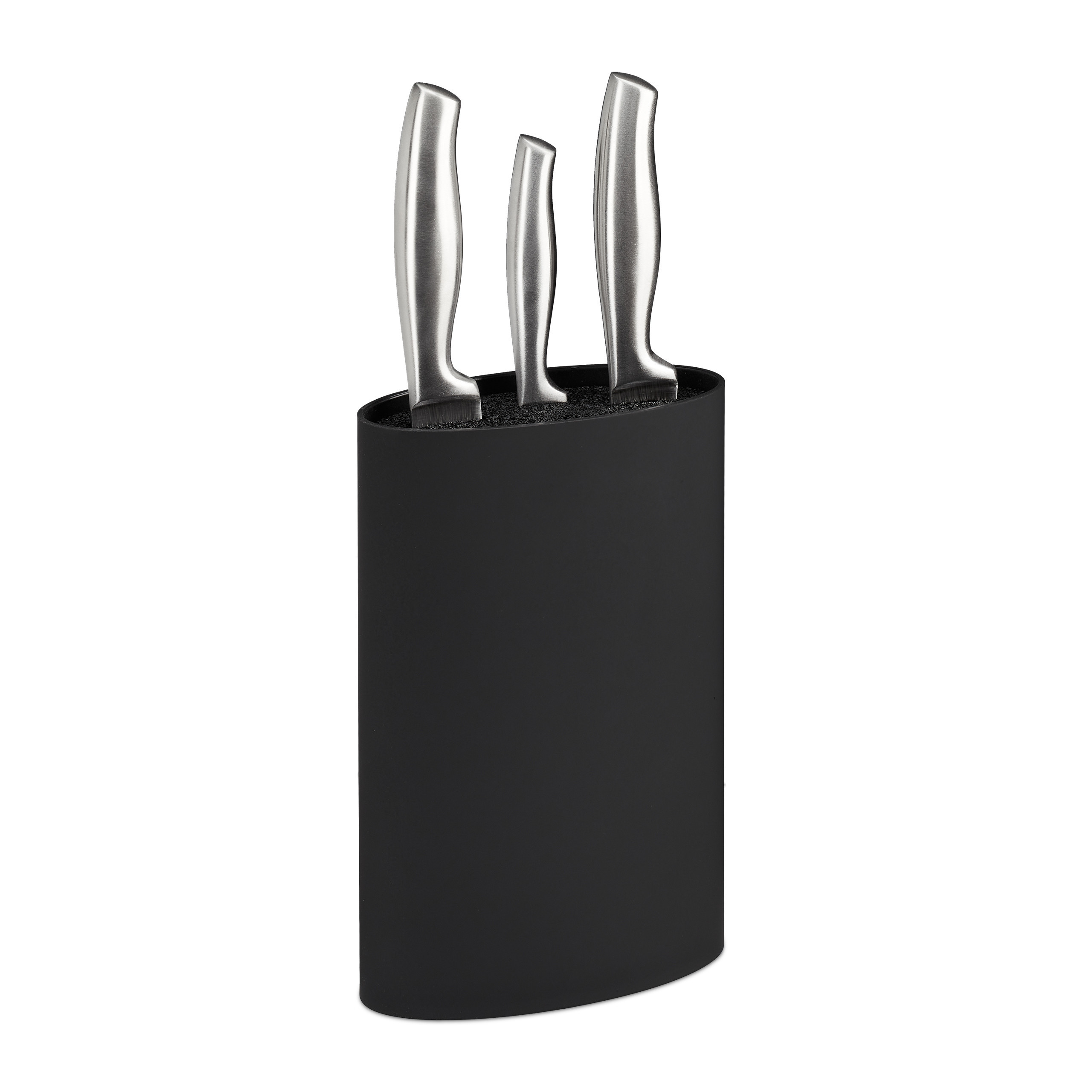 Knife Block In Black - (w)16.5 X (h)22 X (d)6.5 Cm