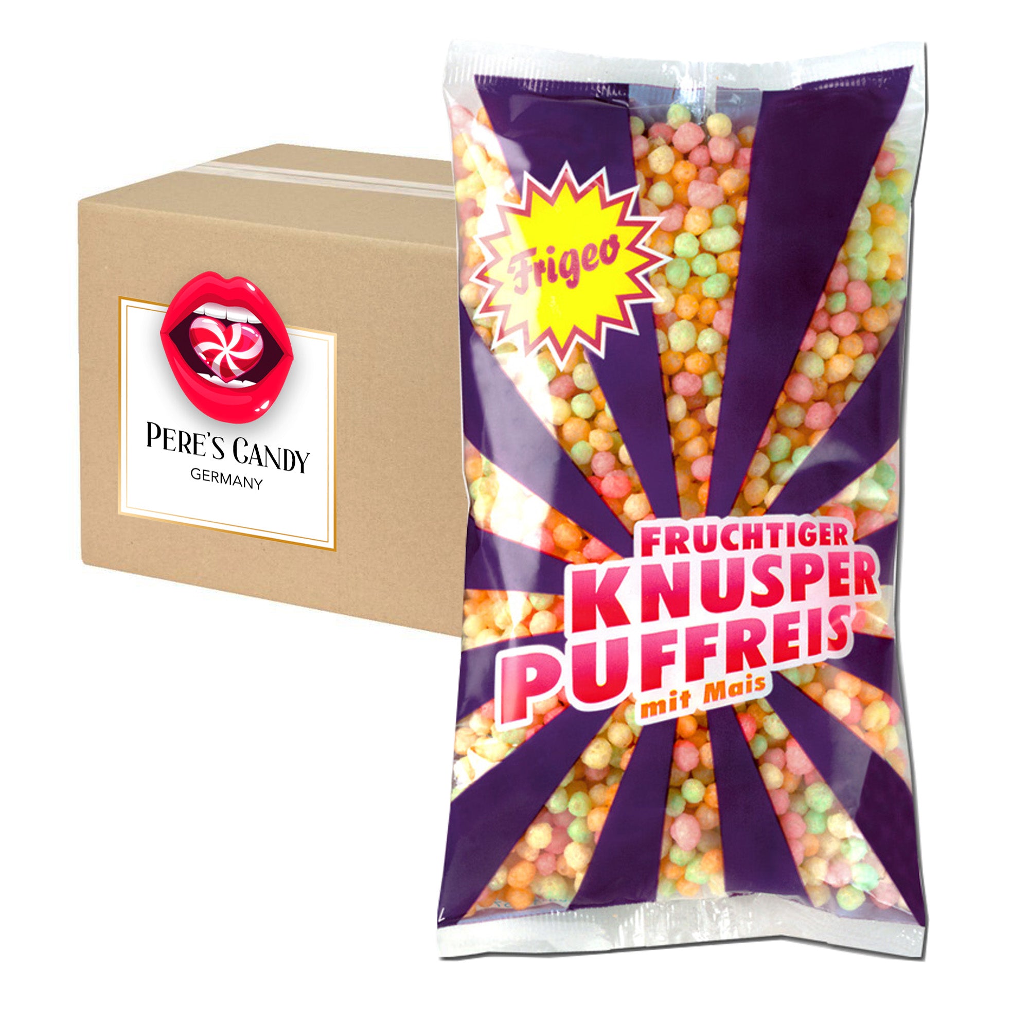 4-pack - Frigeo Crispy Puffed Rice - Drageed Crispy Puffed Rice With Corn And Fruit Flavor 4 X 80g