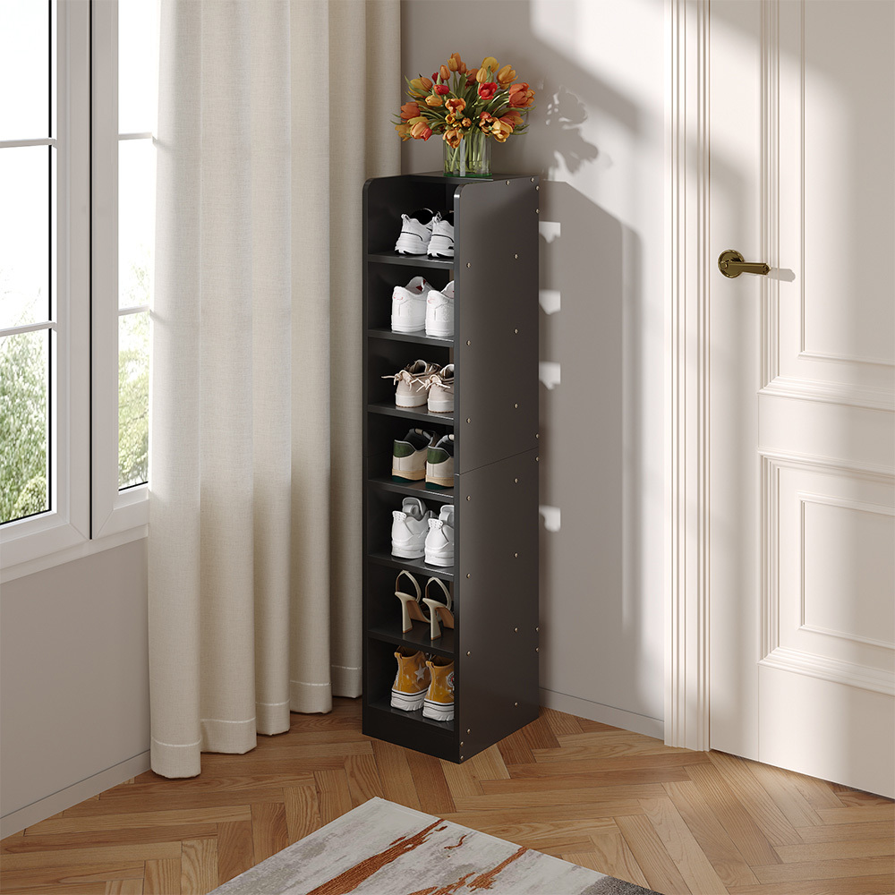 TEMU 7-tier Vertical Shoe Rack, Corner Shoe Tower, Slim Narrow Shoe Organizer Footwear Cabinet, Wooden Shoe Storage Stand For Entryway, Hallway,