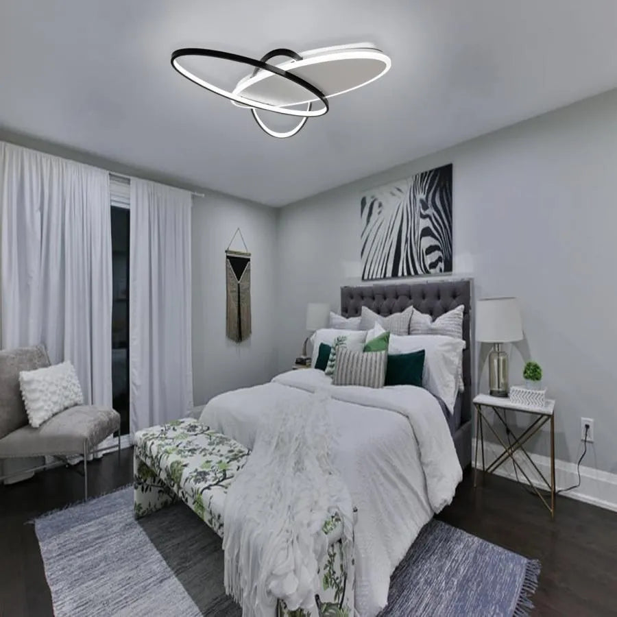 TEMU 2-year Warranty Lustra Led With Remote Control Liguria 81w, 3 Oval, Cold/warm/neutral Light, Dimmable, Black White, Luminous Flux 6480lm, Height