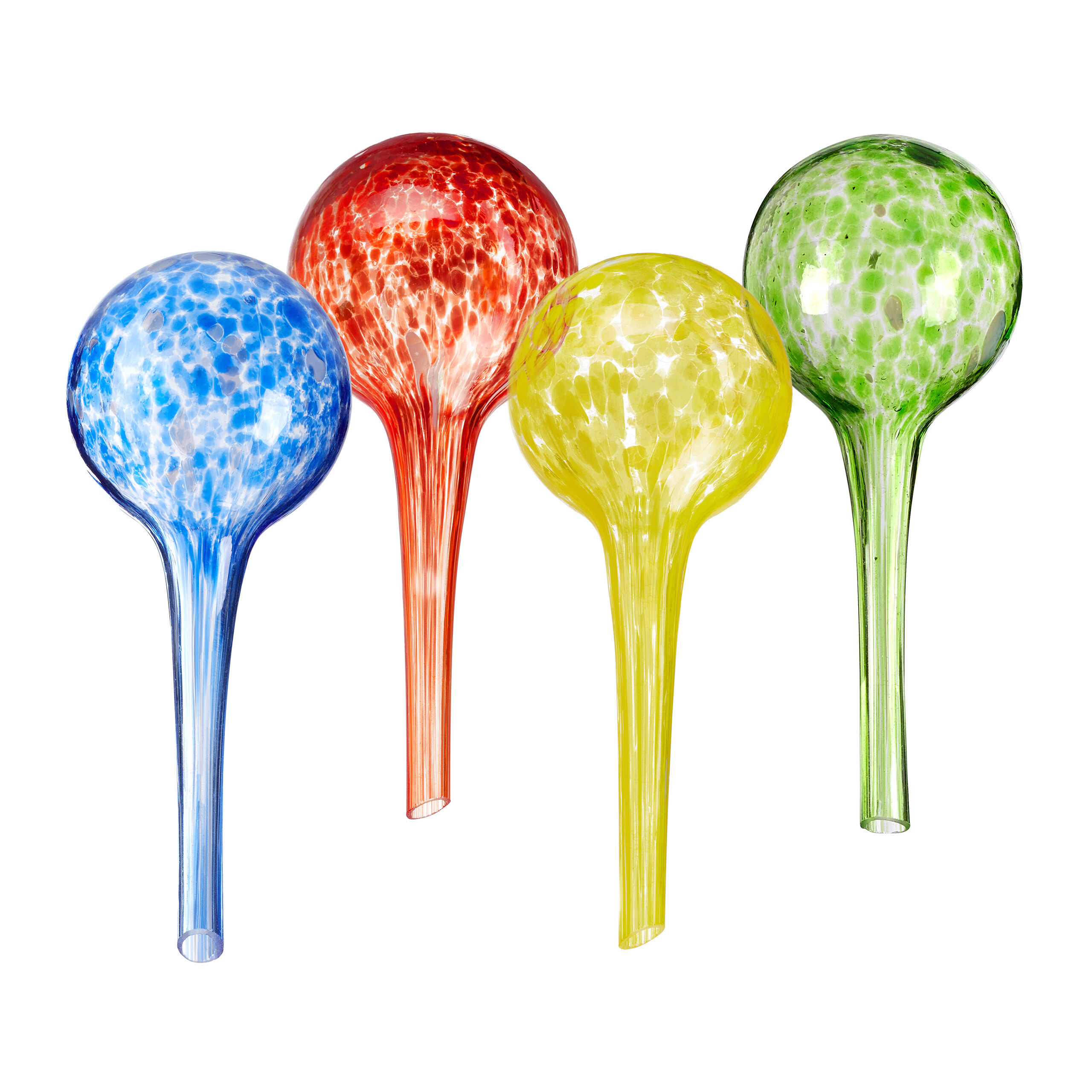 TEMU Watering Balls Glass, 4pcs Set, 15 X 6 Cm, Each 75 Ml, Blue Red , Metered Water Release, For Indoor Plants, Balcony Boxes, Office And Vacation,
