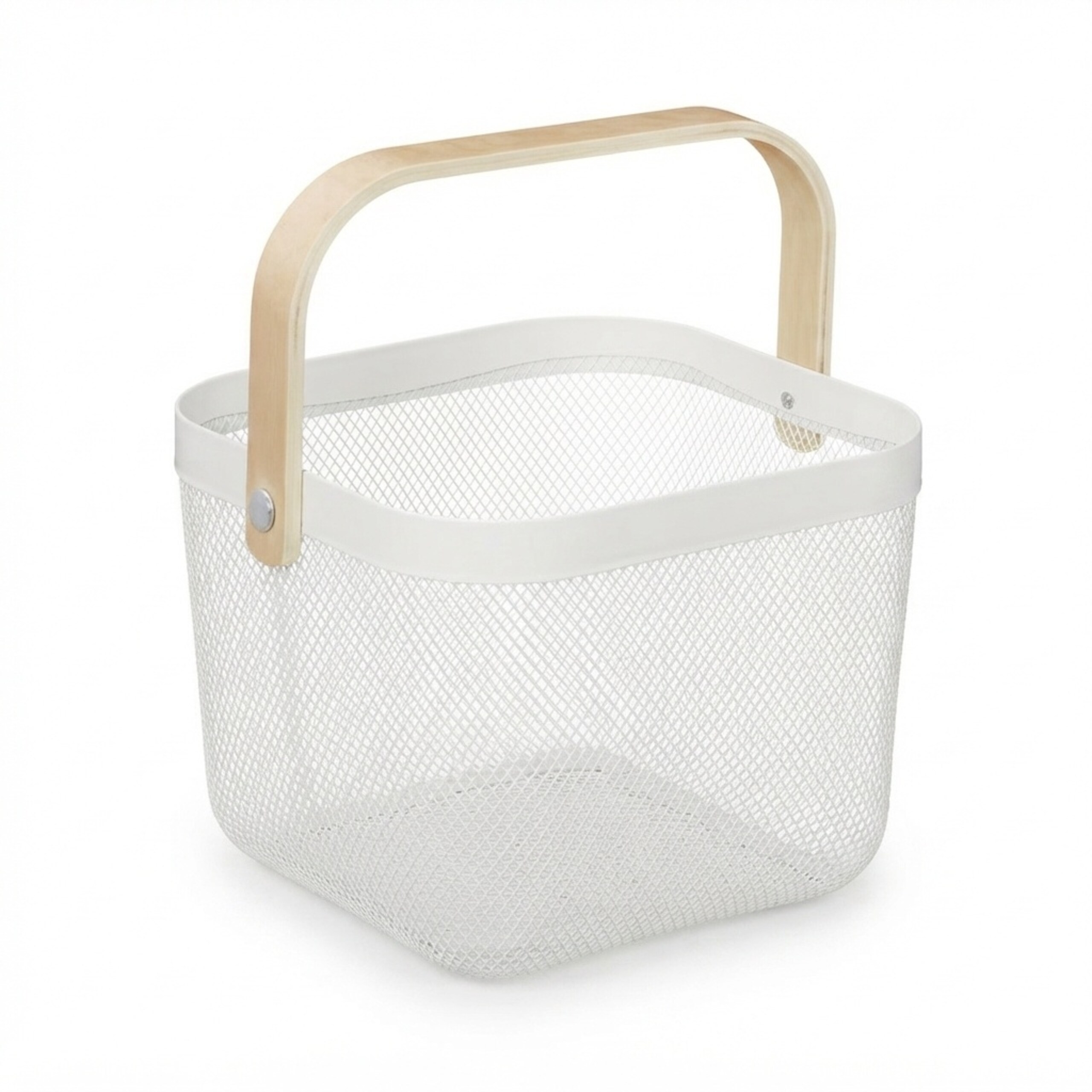 2 x Wire Basket in White/Natural for Organising