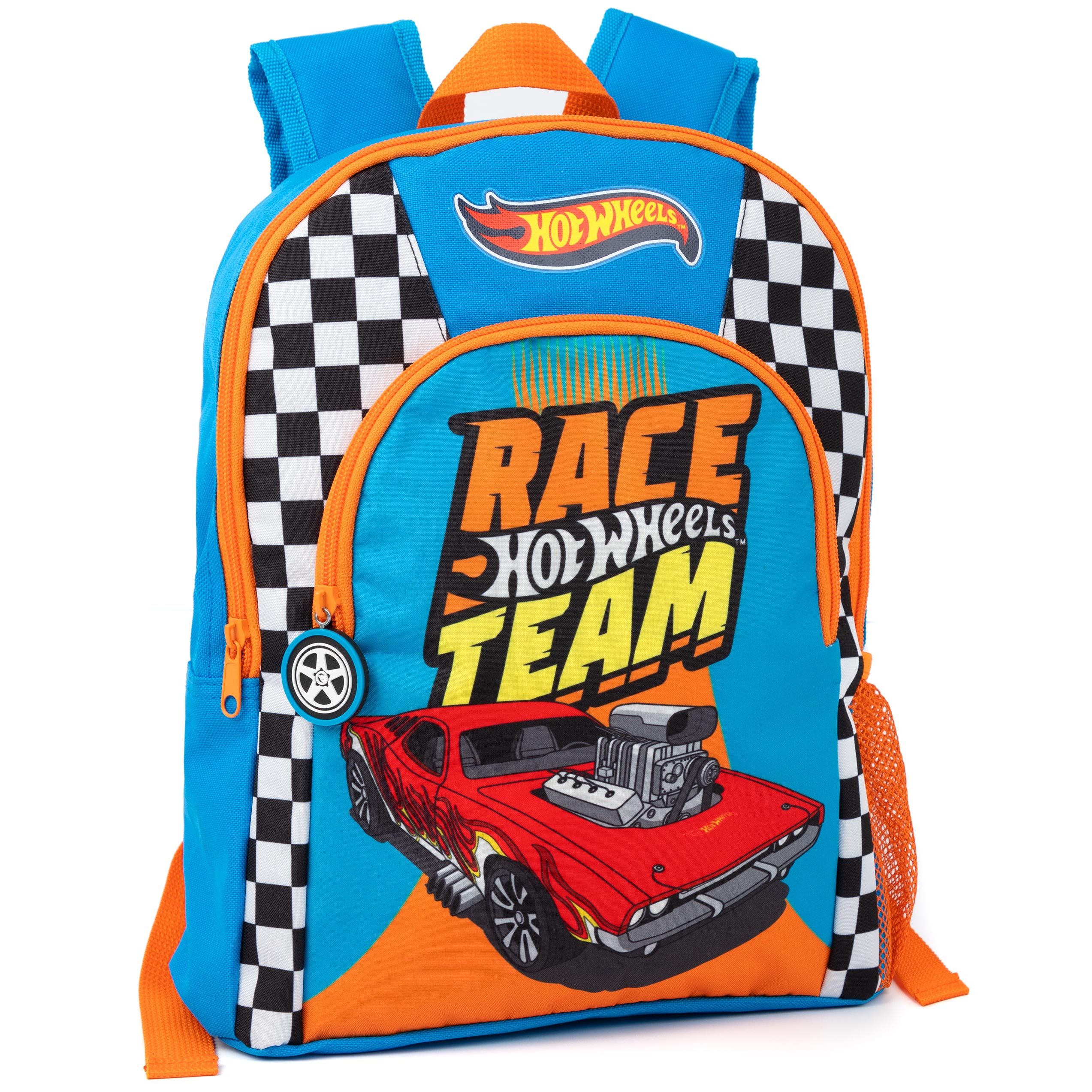 TEMU Hot Wheels Kids Backpack | Zoom In Vibrant Orange And Blue | Racing Rucksack For Boys | Carry The Speed | Main Compartment For School Supplies