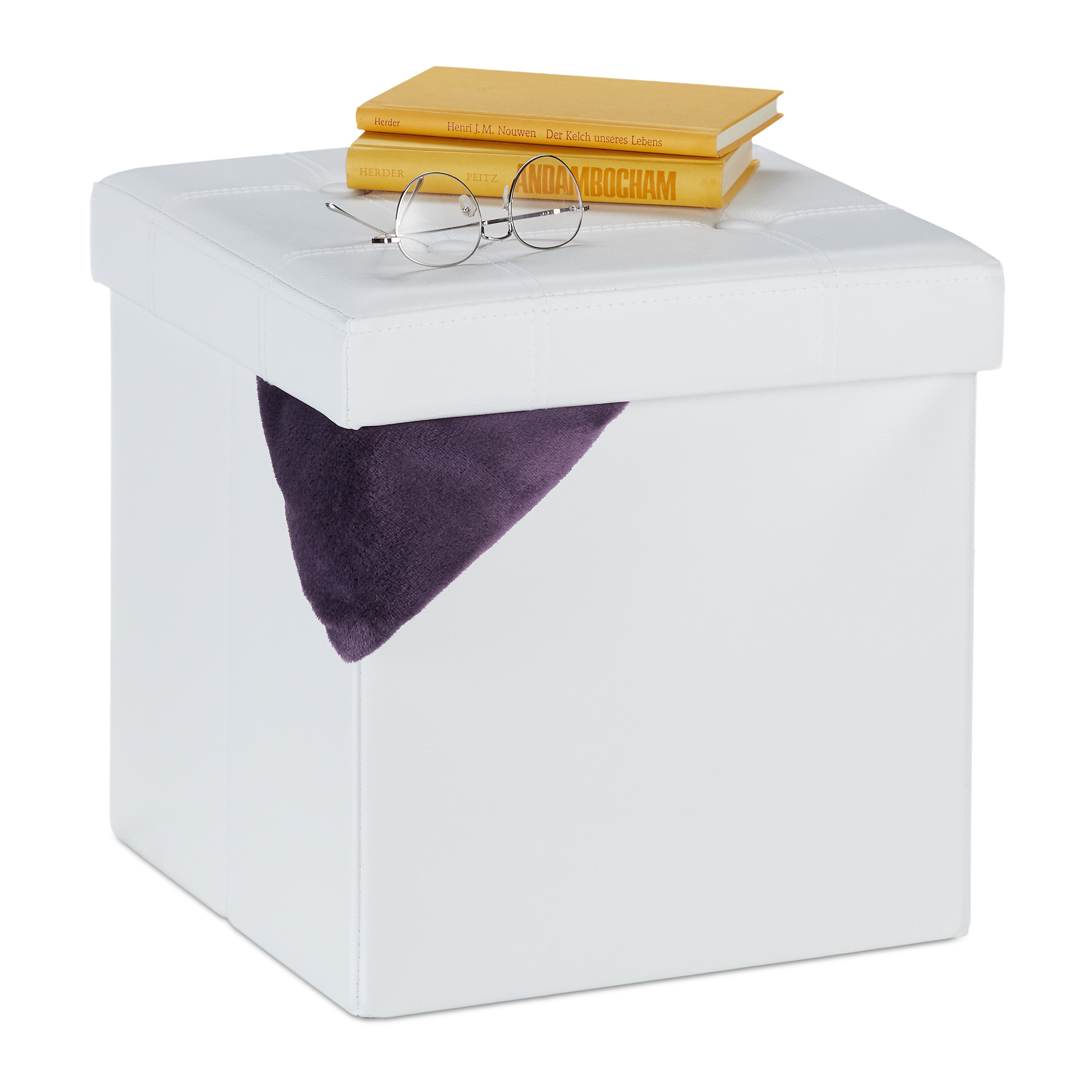 Stool In White - (w)37 X (h)38 X (d)37 Cm