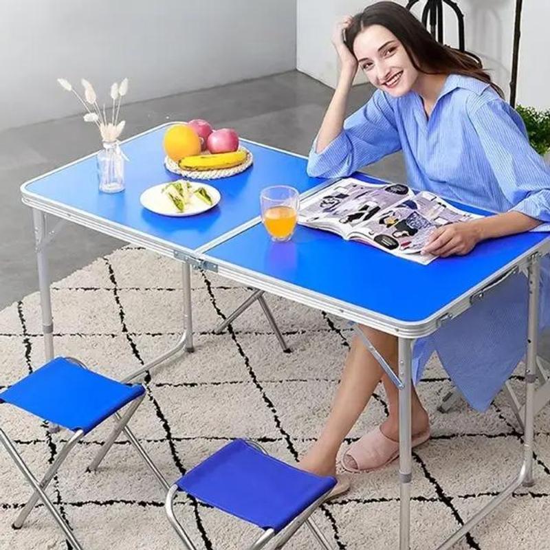 Portable Outdoor Table And Chairs - Foldable Camping Set With Capacity - Space- Equipment For Garden, Vacation, And Nature