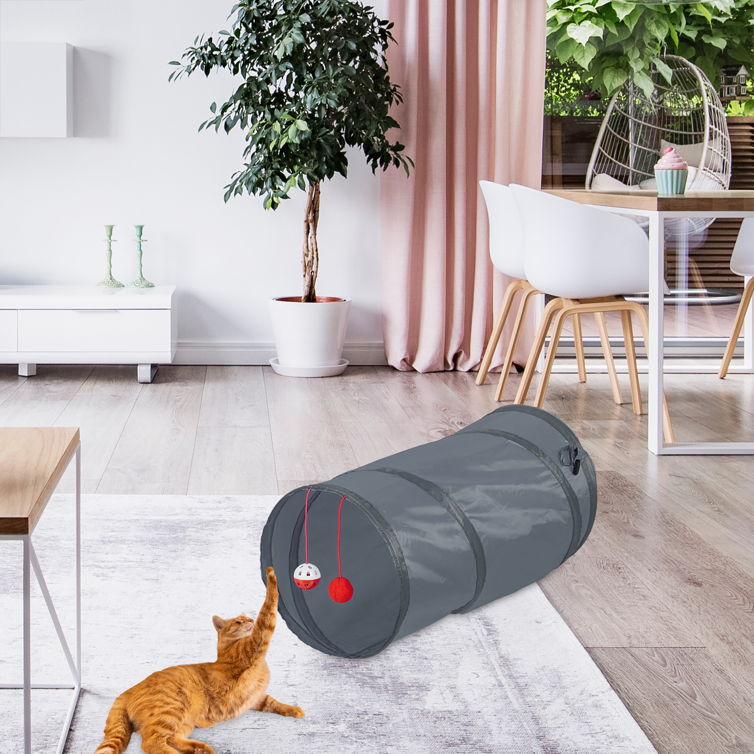 Gray Cat Tunnel for Indoor Play