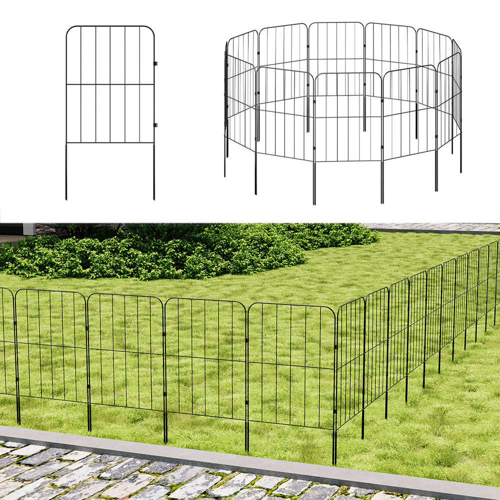 Image of Metal Garden Fence 25 Panels, 61x31cm Flexible Landscape Border Fence, Multi‑panels Decorative Metal Wire Fencing, Idea For Patio Yard Outdoor Border Animal Barrier