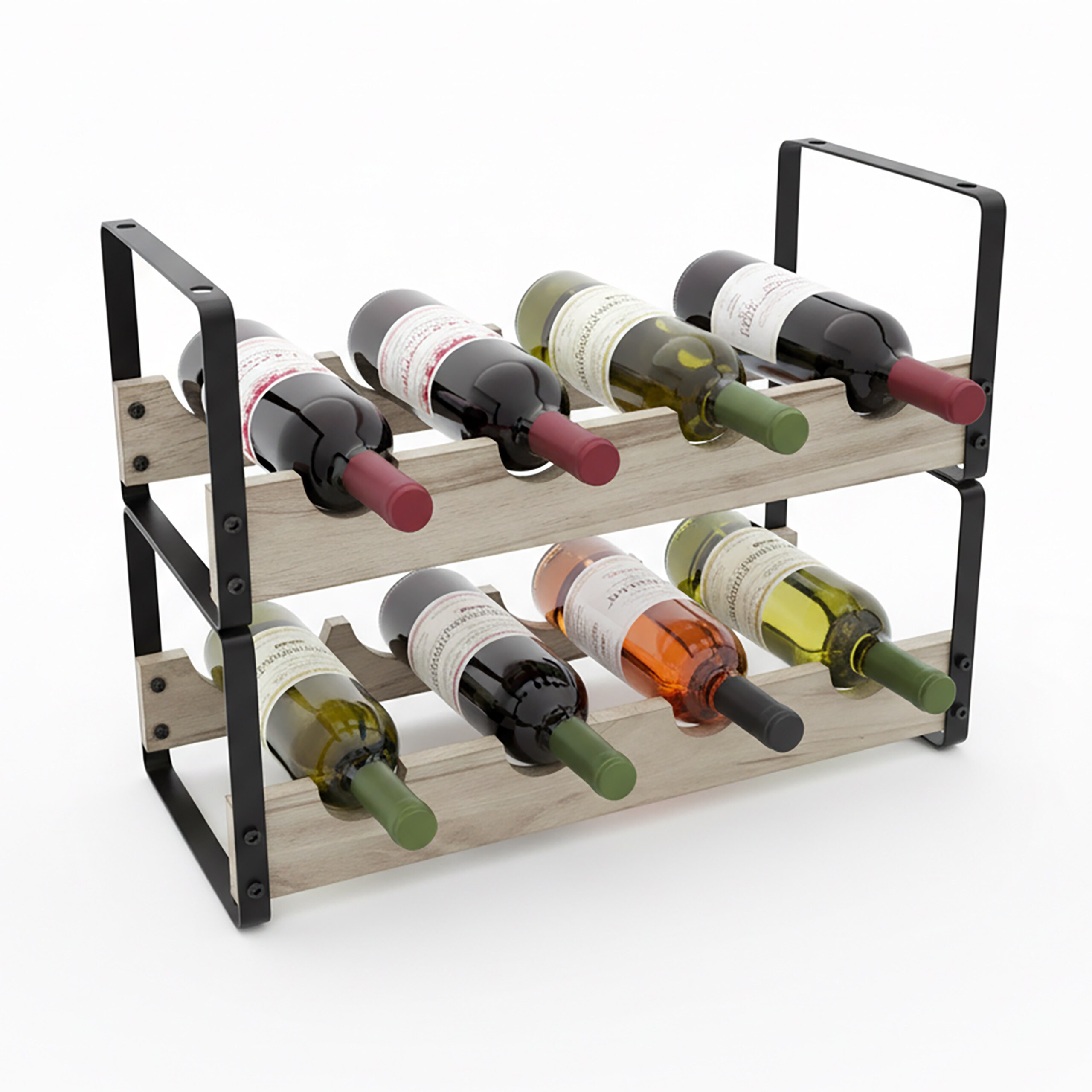 Wine Rack In Black/natural - (w)39.5 X (h)29 X (d)17.5 Cm