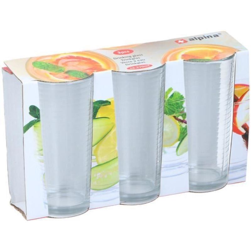 TEMU Set Of 3 Stylish Drink Glasses, 270ml Capacity - Beverage Drinkware Clear
