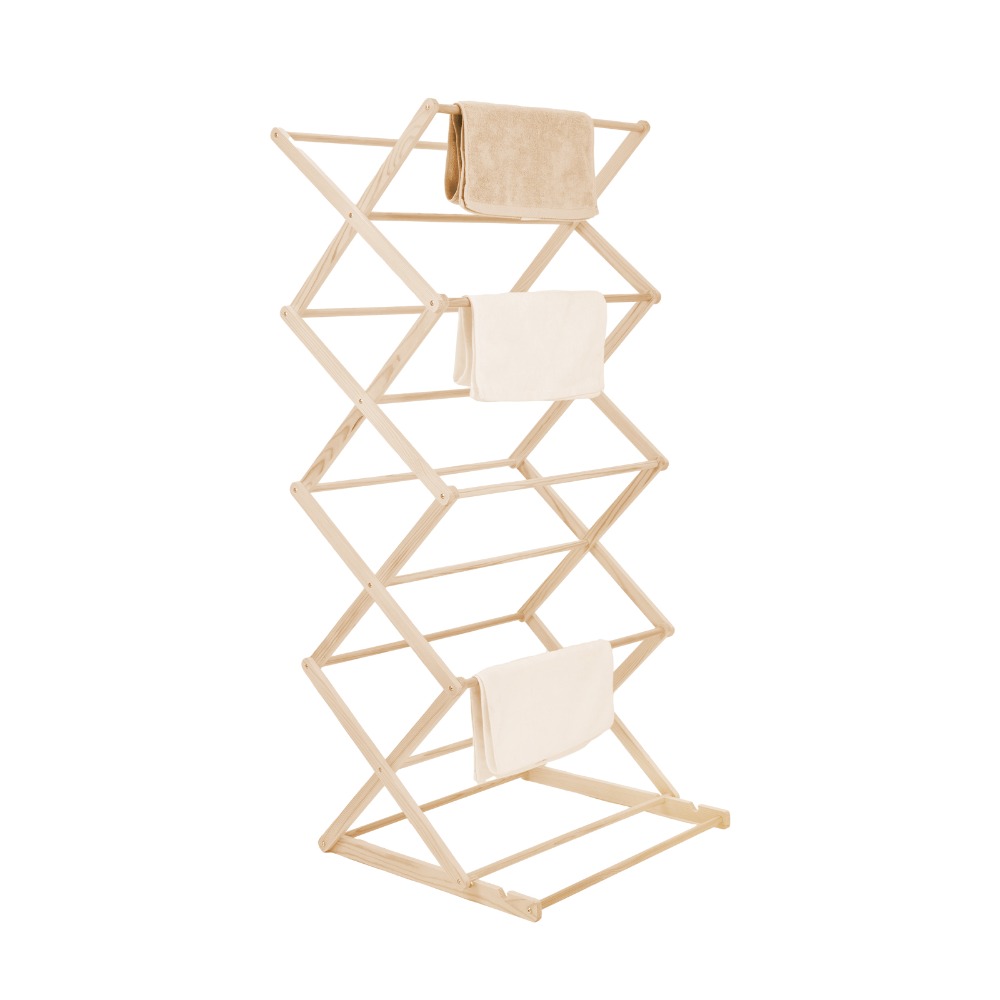 TEMU Wooden Clothes Airer Collapsible Folding Clothes Horse Adjustable Laundry Drying Rack Portable Wooden Airer For Indoor And Outdoor Use