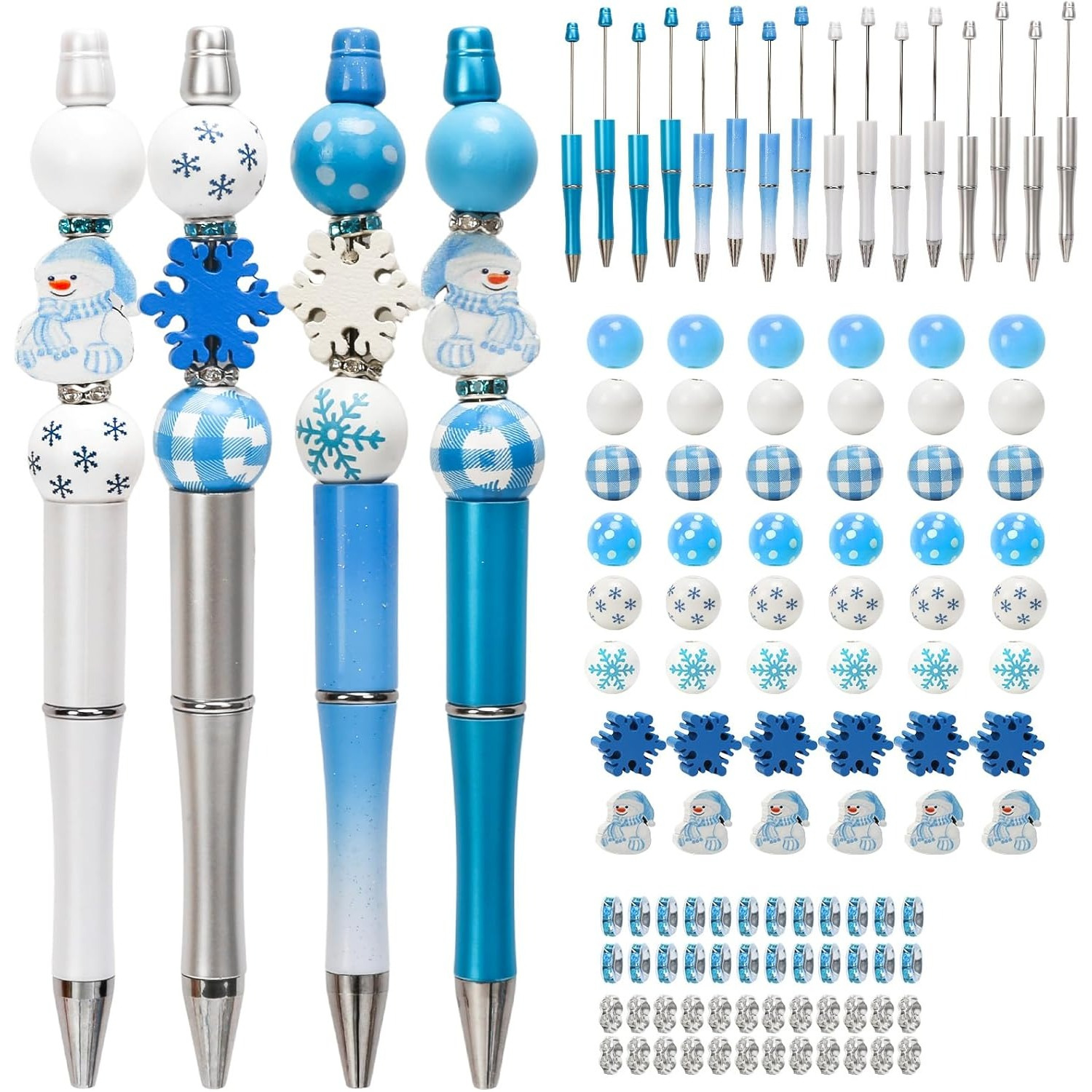 E-shop ANNERSAT 16 Stück Weihnachten Bastelset, DIY Perlenstift Set mit Schneemann Schneeflocken Perlen, Kugelschreiber zum Basteln, Weihnachtliches