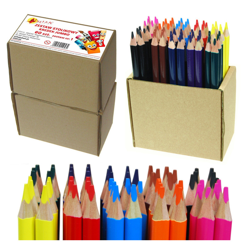 Jumbo Set With Triangular Colored Pencils For The Table, 60pcs, , 0584