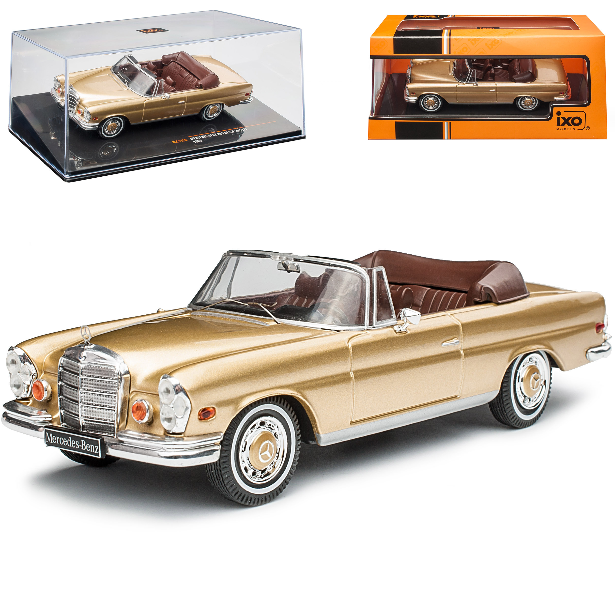 Image of Mercedes-benz W111 280se 3.5 Convertible Gold Beige 1959-1968 1/43 Ixo Model Car