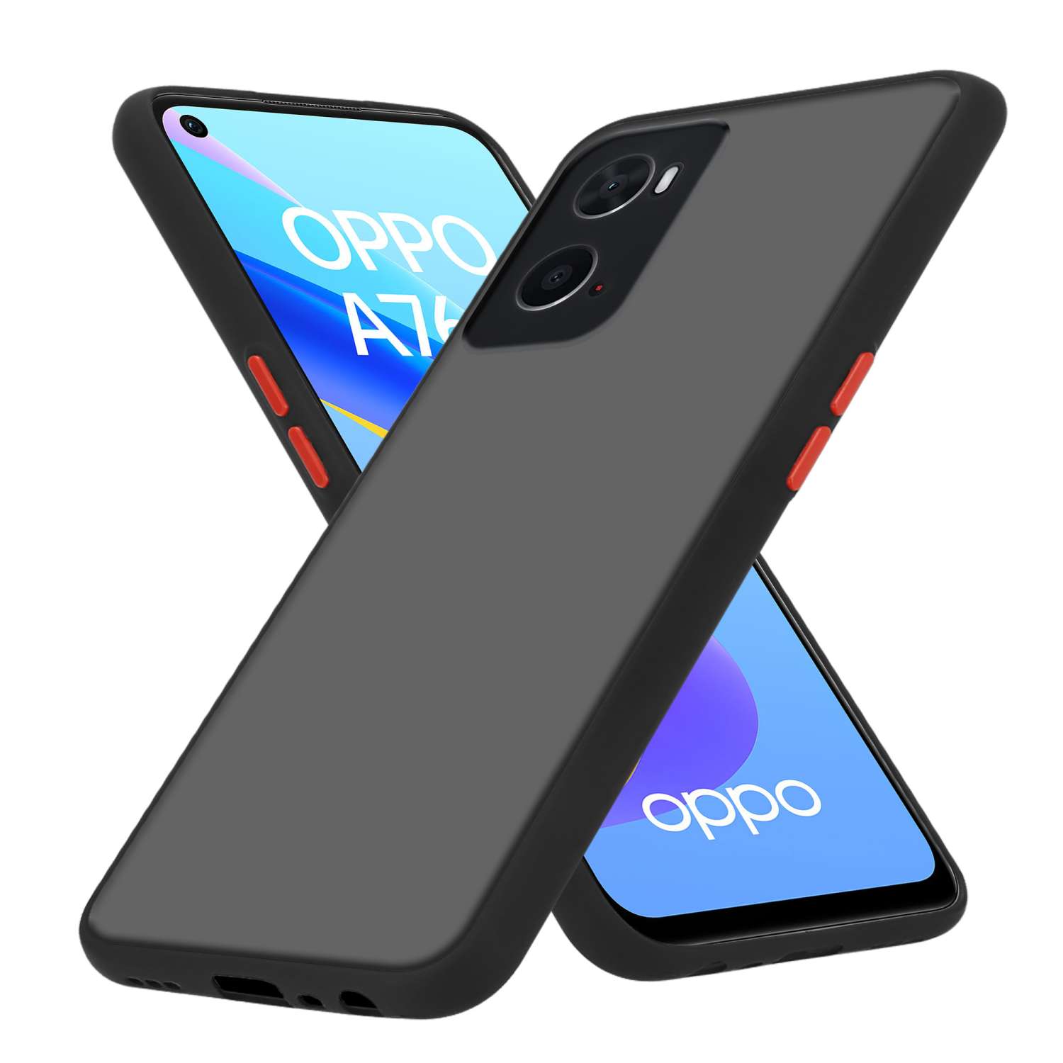 Image of Case Compatible For Oppo A36 / A76 / A96 4g / K10 4g / Realme 9i Hybrid Protective Cover With Tpu Silicone Inner And Matte Plastic Back Case Cover Phone Case