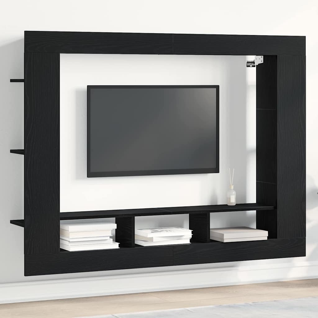 Image of Vidaxl Tv Stand With 6 Integrated Shelves Wall-mounted Media Console For Living Room And Office Chipboard Matte Surface Shelf Modern Furniture Indoor Rack Multimedia Display