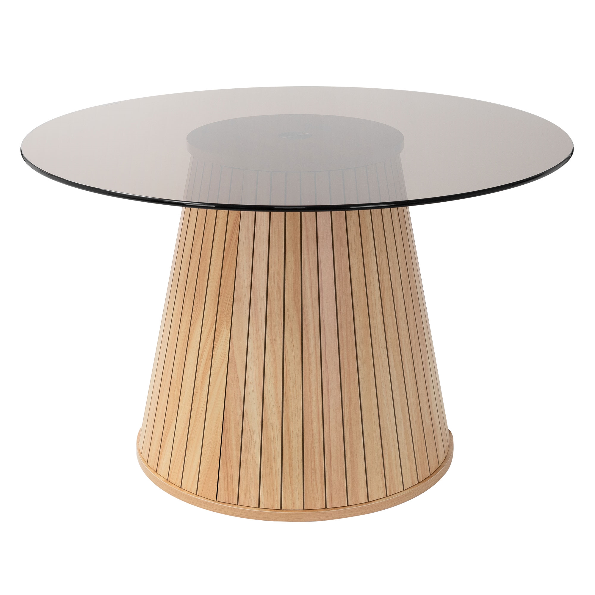 Image of Ml-design Coffee Table With Glass Top, 80x80x50 Cm, Wood Look, Brown, Round Living Room Table, Side Table Ideal For Living Room, Coffee Table, Sofa Table For Tea And Coffee, Home Furniture