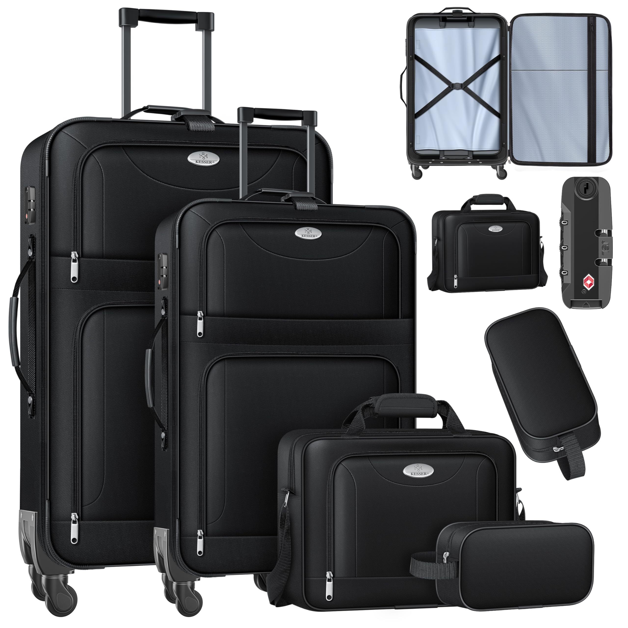 TEMU Kesser Travel Suitcase Set 4pcs Trolley Luggage Set Fabric Suitcase With Tsa Number Lock 360 Degree Wheels Telescopic Handle Hand Luggage