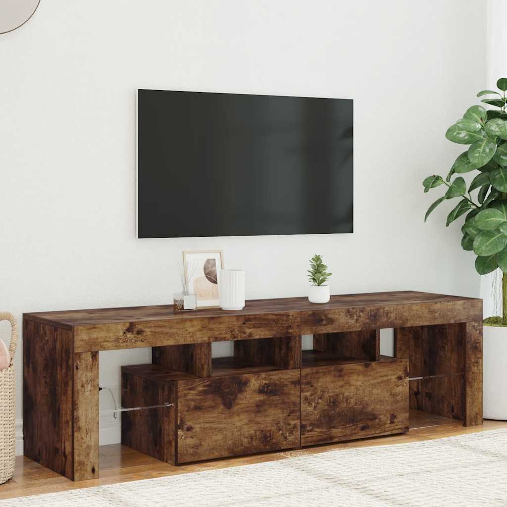 TEMU Meuble TV avec LED fumé 140x36,5x40 cm - meuble tv LED, meuble TV , meuble TV design, meuble TV moderne, meuble TV , mobilier salon
