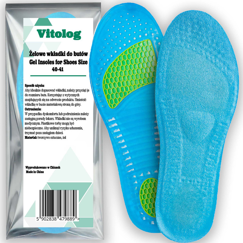 TEMU Vitolog Gel Shoe Insoles For Work, Safety, Sports, Everyday, Trekking, Shock-absorbing, Comfortable, For Foot Pain, Heel Spurs, Painful Feet,