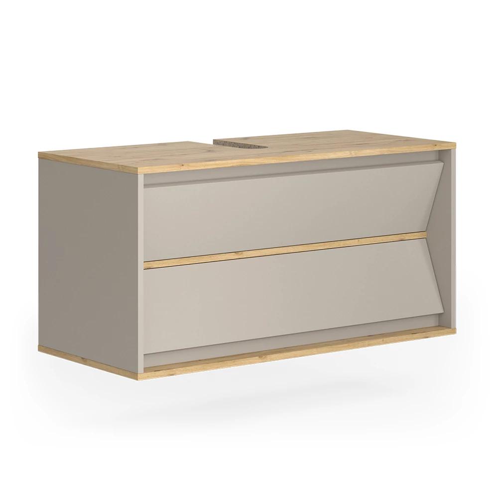 Image of Cashmere 100 X 50 Cm Bathroom Sink Cabinet With 2 Drawers, For The Bathroom Sink Cabinet With Drawers, Bathroom Furniture For Sink, The Bathroom Cabinet Made Of 16 Mm Chipboard.