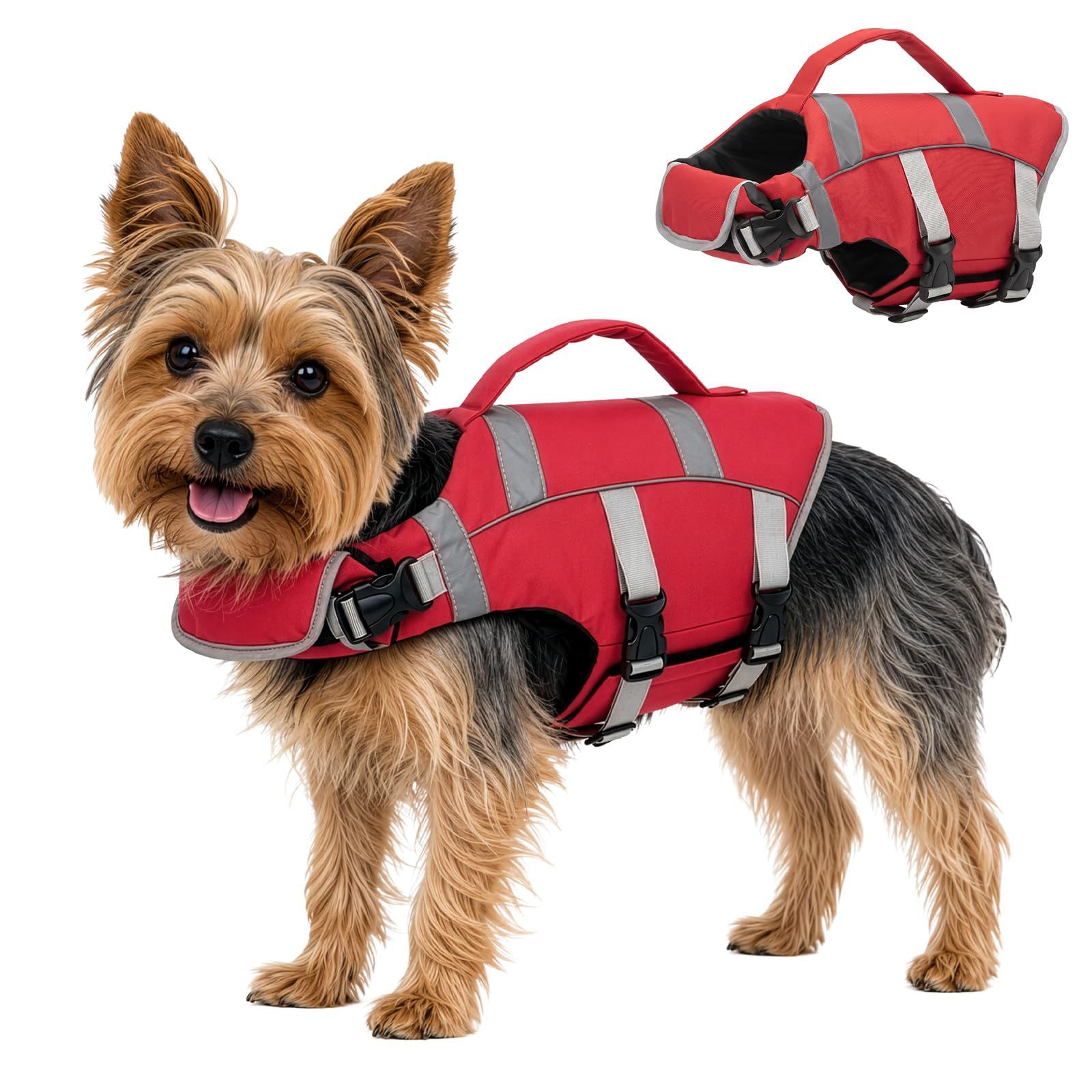 Dog Life Jacket With Handle & Reflectors Adjustable Swimming Aid Life Vest For Dogs