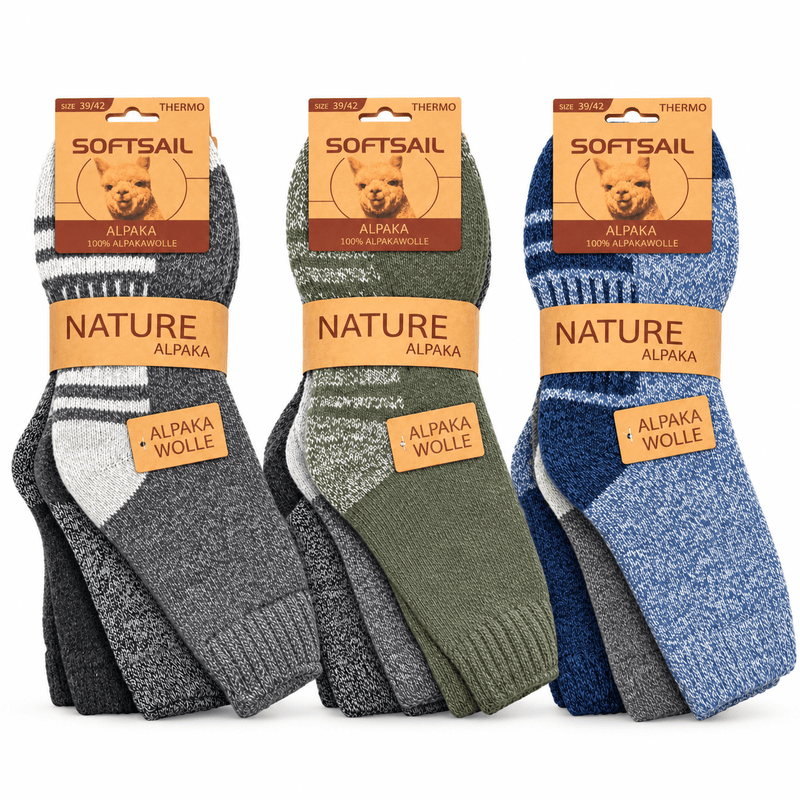 Image of 3/6/9 Pairs Alpaca Socks For Men And Women – 95% Alpaca Wool – Warm Thermal Winter Socks – Sizes 39-42 & 43-46, Random Color