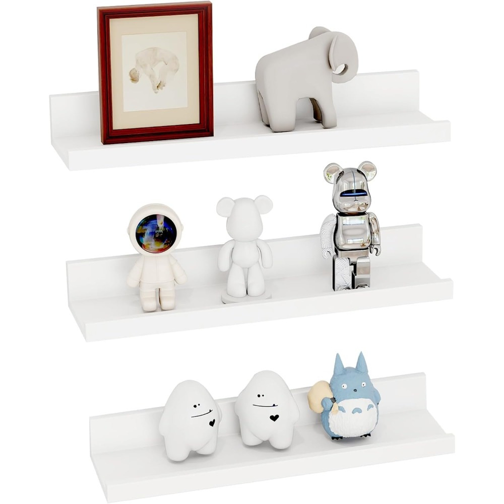 3-piece Set Floating Wall Shelves (38 Cm), Modern Minimalist For Bathroom/kitchen, Pictures & Books