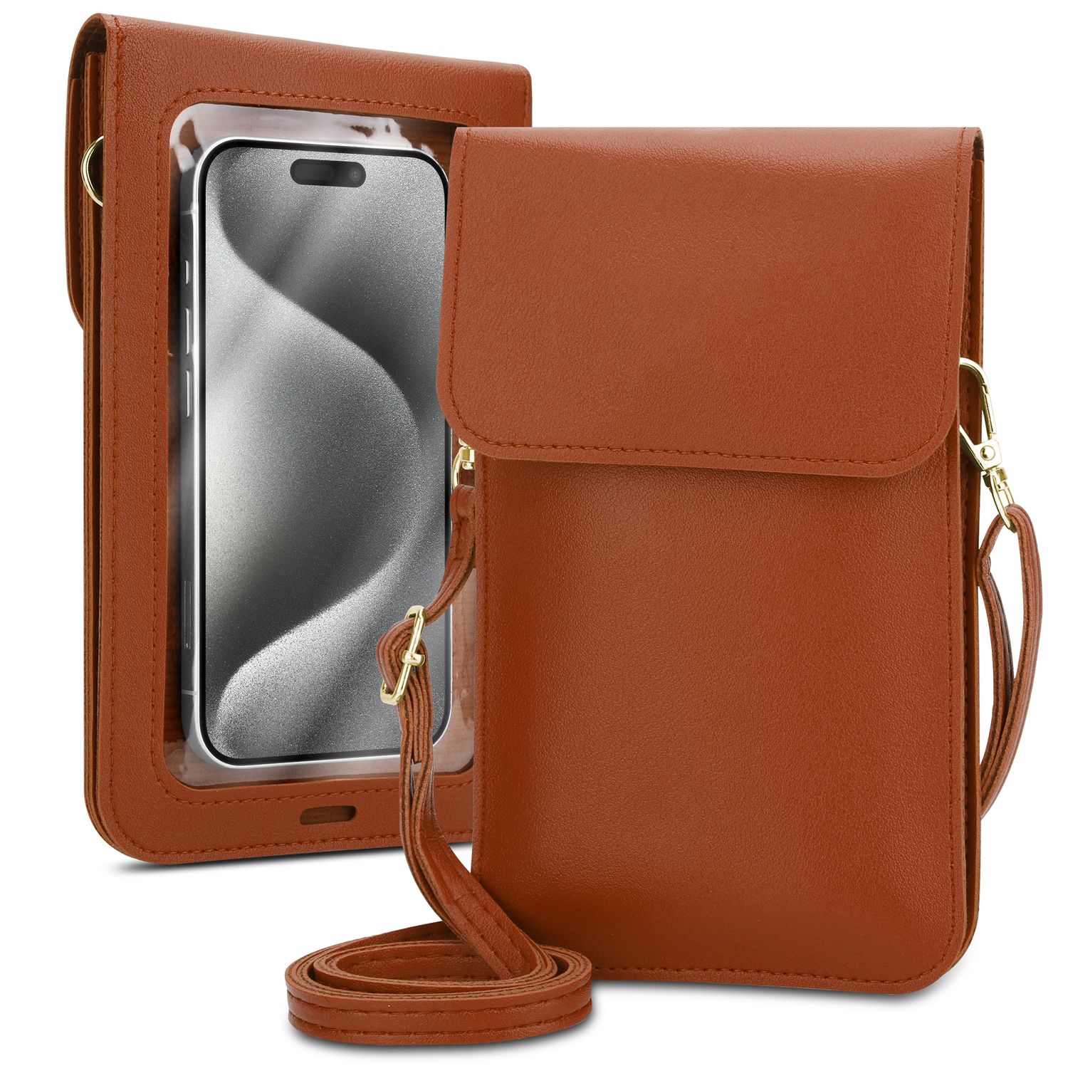 Crossbody Phone Bag Compatible For Galaxy A25 Case Protective Cover Small Handbag With Phone Pocket And Viewing Window, Mini Phone Shoulder Bag, 2 Compartments, Pu Leather, Women, Ladies