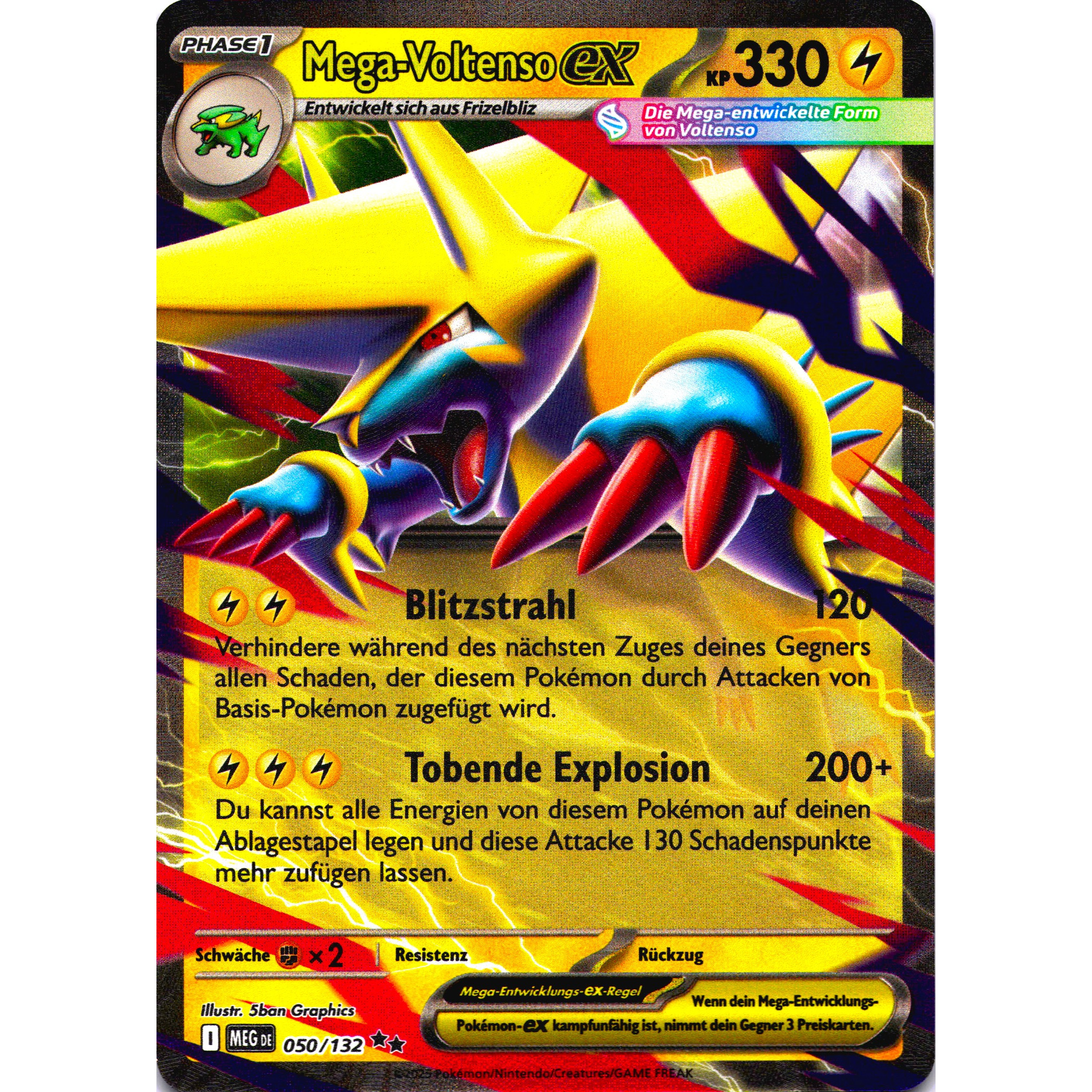 Pokémon Tcg Card - Mega Voltenso Ex - Ultra Rare - German Version - 330 - Near Mint