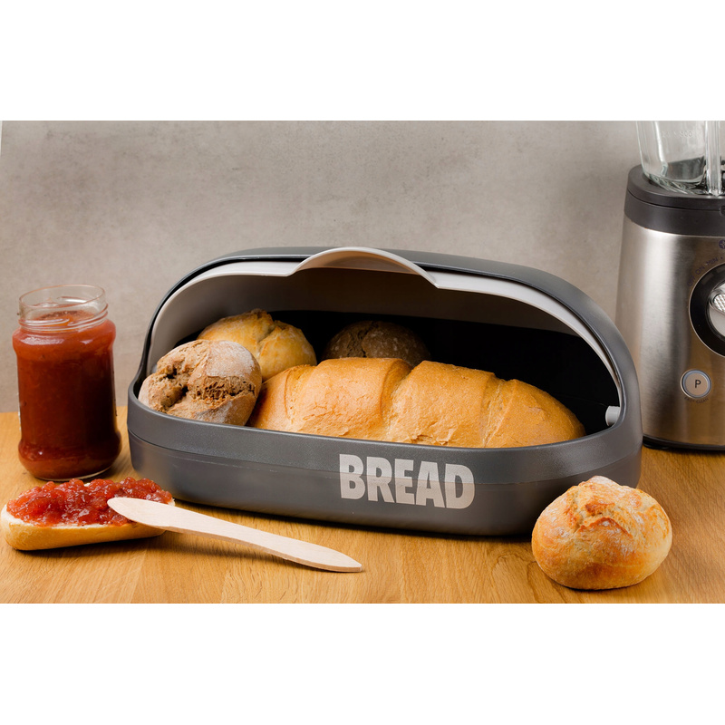 Kadax Bread Bin Large Bread And Roll Container With Lid, Gray, Modern