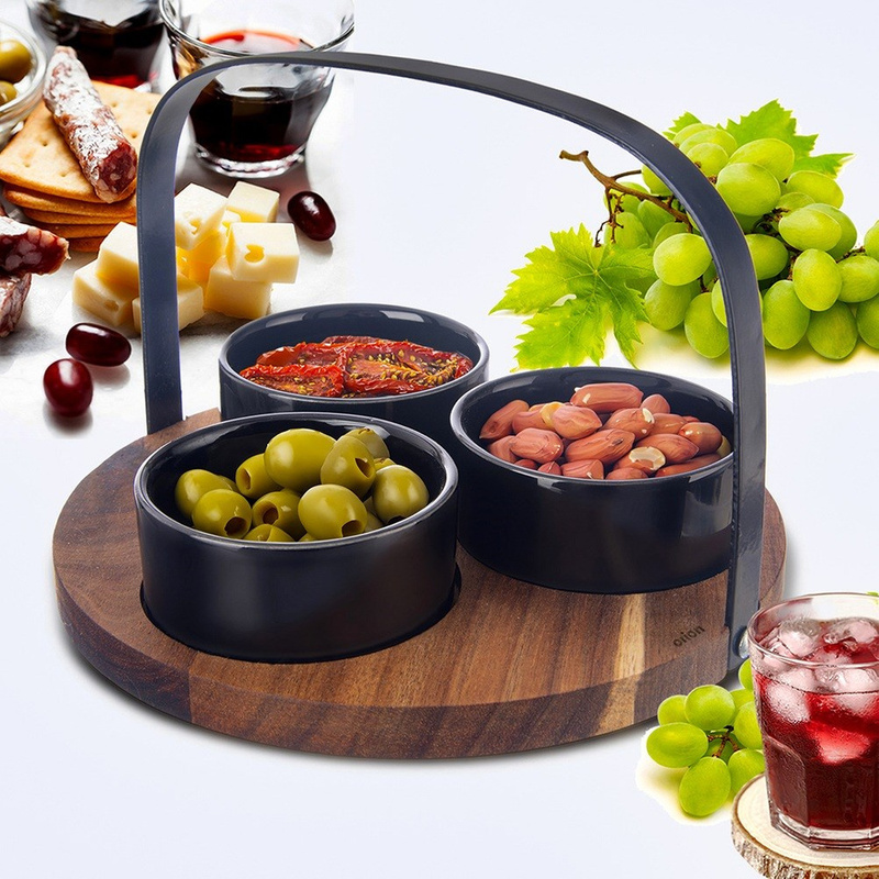 Image of Black Ceramic Snack Bowls, 130 Ml, Set Of 4